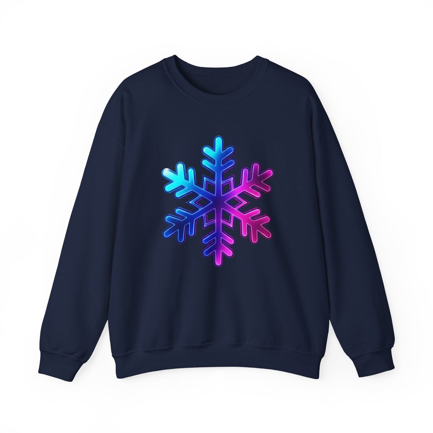 Blue Pink Gradient Snowflake Sweatshirt, Winter Aesthetic Pullover, Cozy Christmas Crewneck, Festive Holiday Sweater Gift for Her or Him
