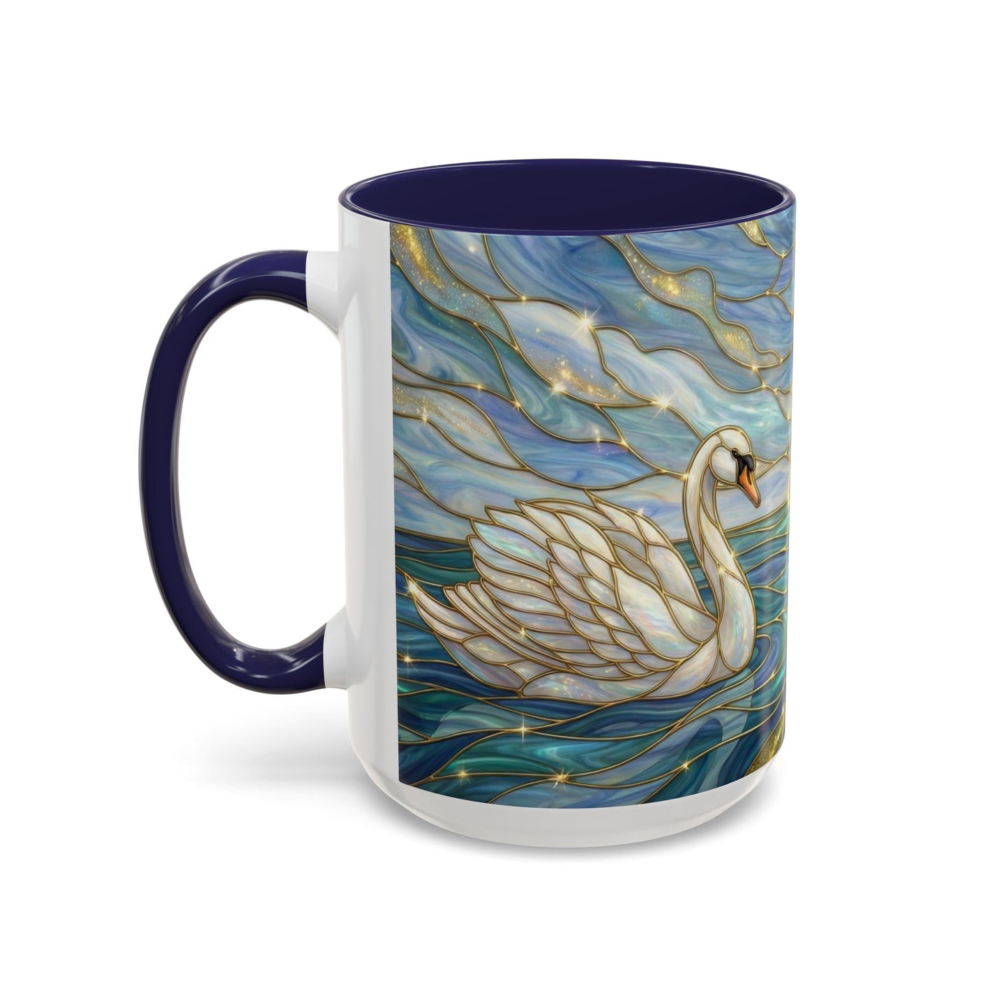 Swan And Horse Coffee Mug, Stained Glass Fantasy Art Mug, Elegant Animal Coffee Cup, Mythical Nature Gift, 11oz 15oz Ceramic Mug