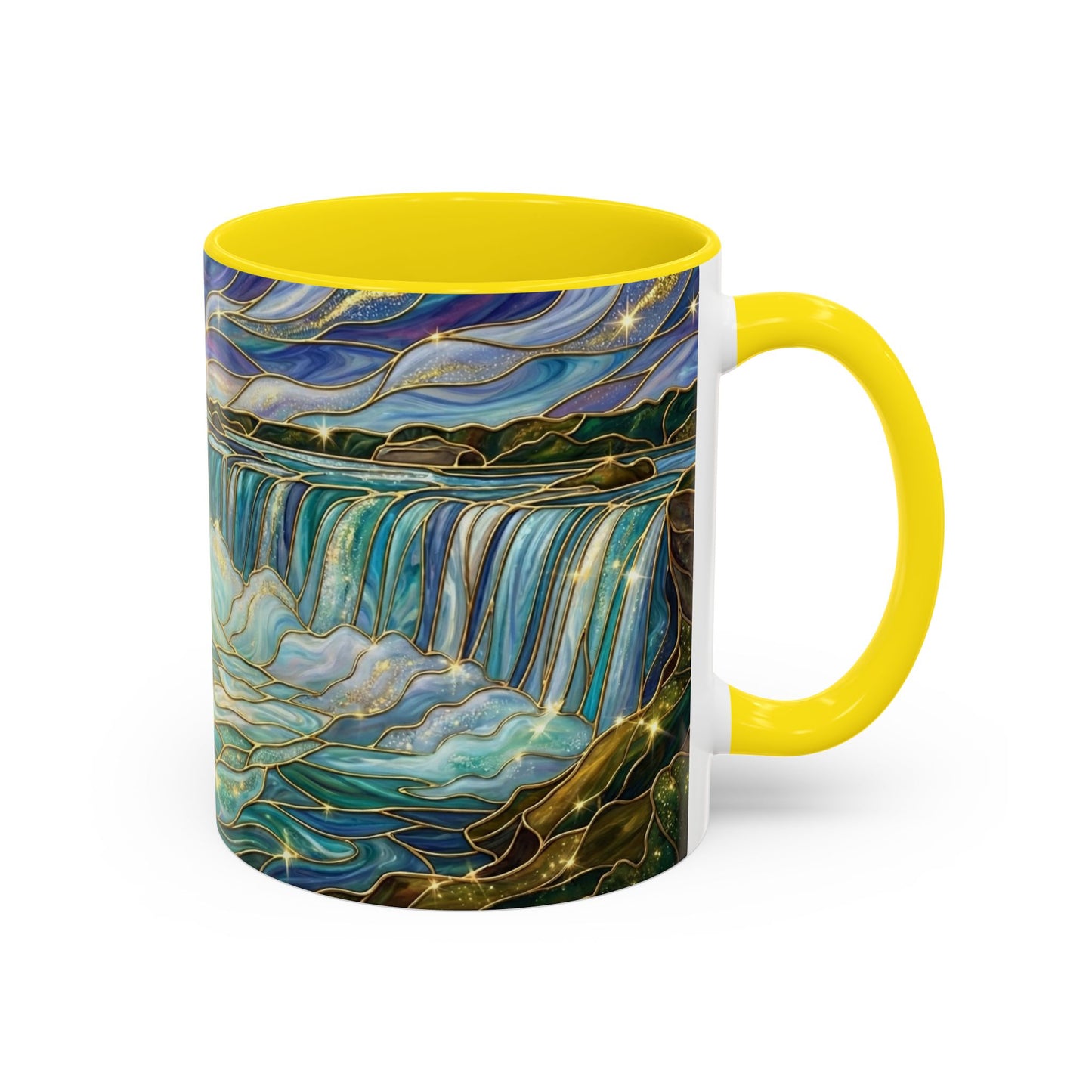 Faux Stained Glass Niagara Falls Mug, Waterfall Coffee Cup, Canada Souvenir Gift, Upstate New York Travel Memento, Nature Lover Tea Cup