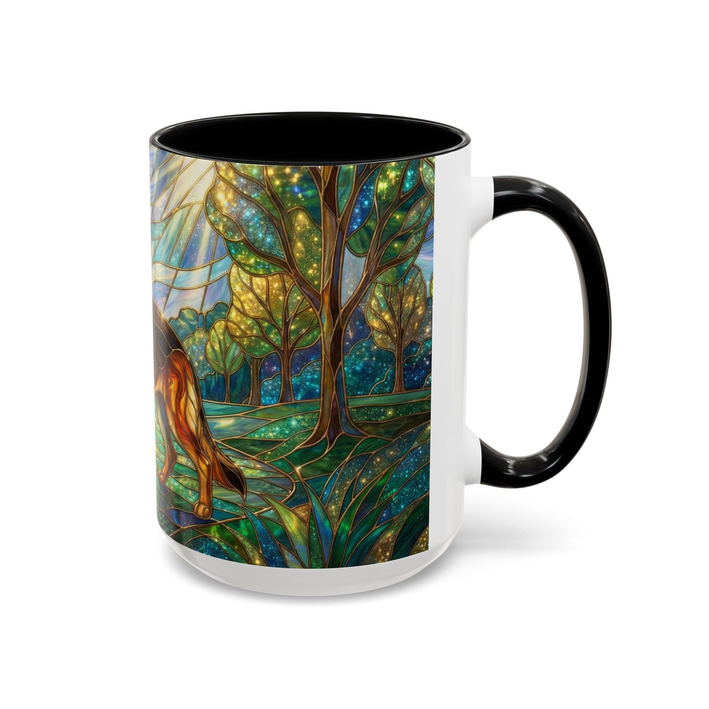 Stained Glass German Shepherd Mug, Dog Lover Coffee Mug, German Shepherd Art Cup, Pet Memorial Gift, Colorful Dog Mug, Nature Art Mug