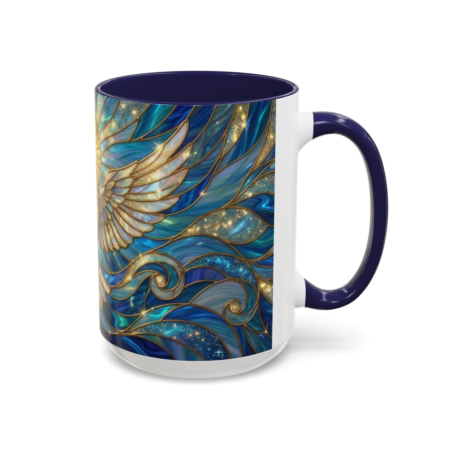 Stained Glass Dove Mug, Peace Dove Coffee Mug, Holy Spirit Dove Cup, Christian Gift Mug, Spiritual Art Mug, Faith Inspired Coffee Cup