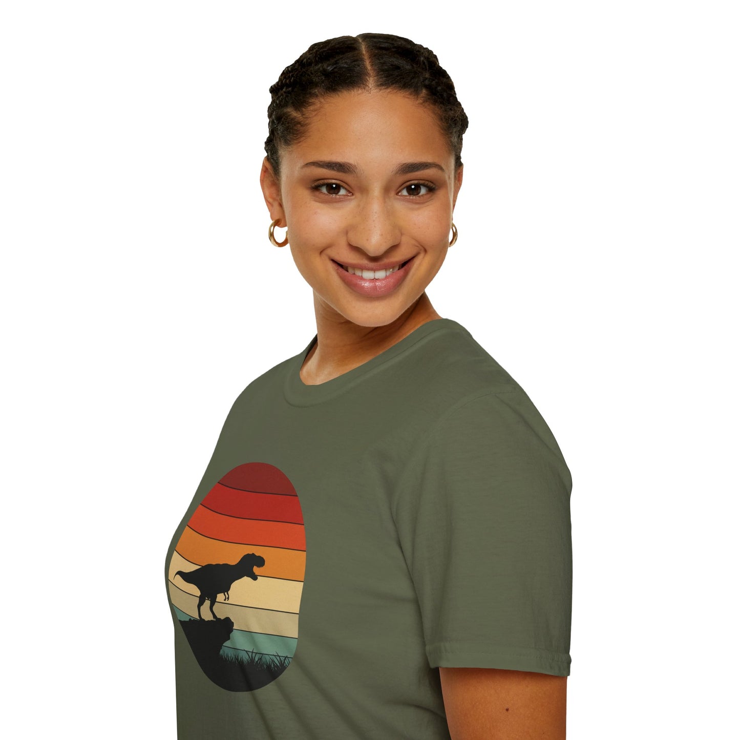 Retro T-Rex Dinosaur Shirt for Men Women - Vintage Sunset Graphic Tee - Unisex Jurassic Gift Idea Funny Casual Dino T-Shirt