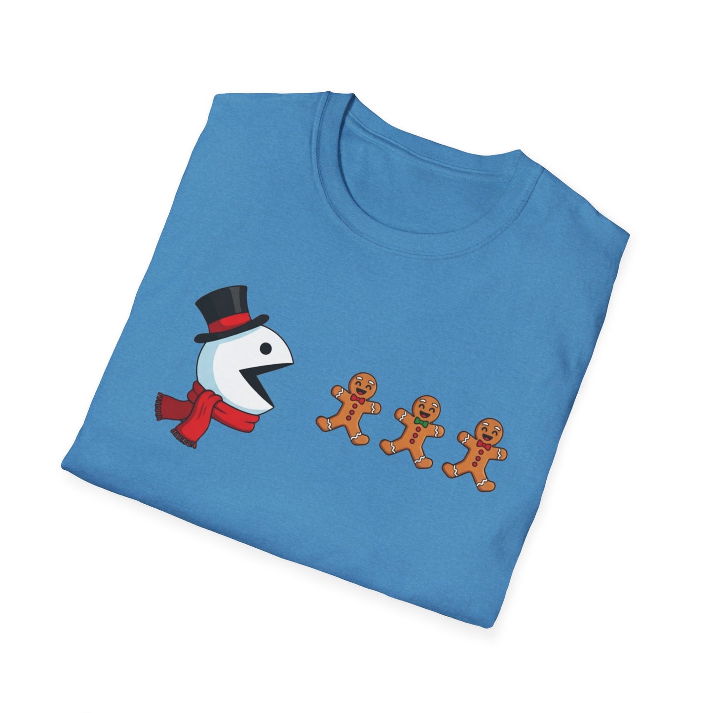 Snowman Pacman Christmas Shirt, Funny Gingerbread Men Tee, Cute Holiday Snowman T-Shirt, Christmas Humor Graphic Tee, Winter Holiday Shirt