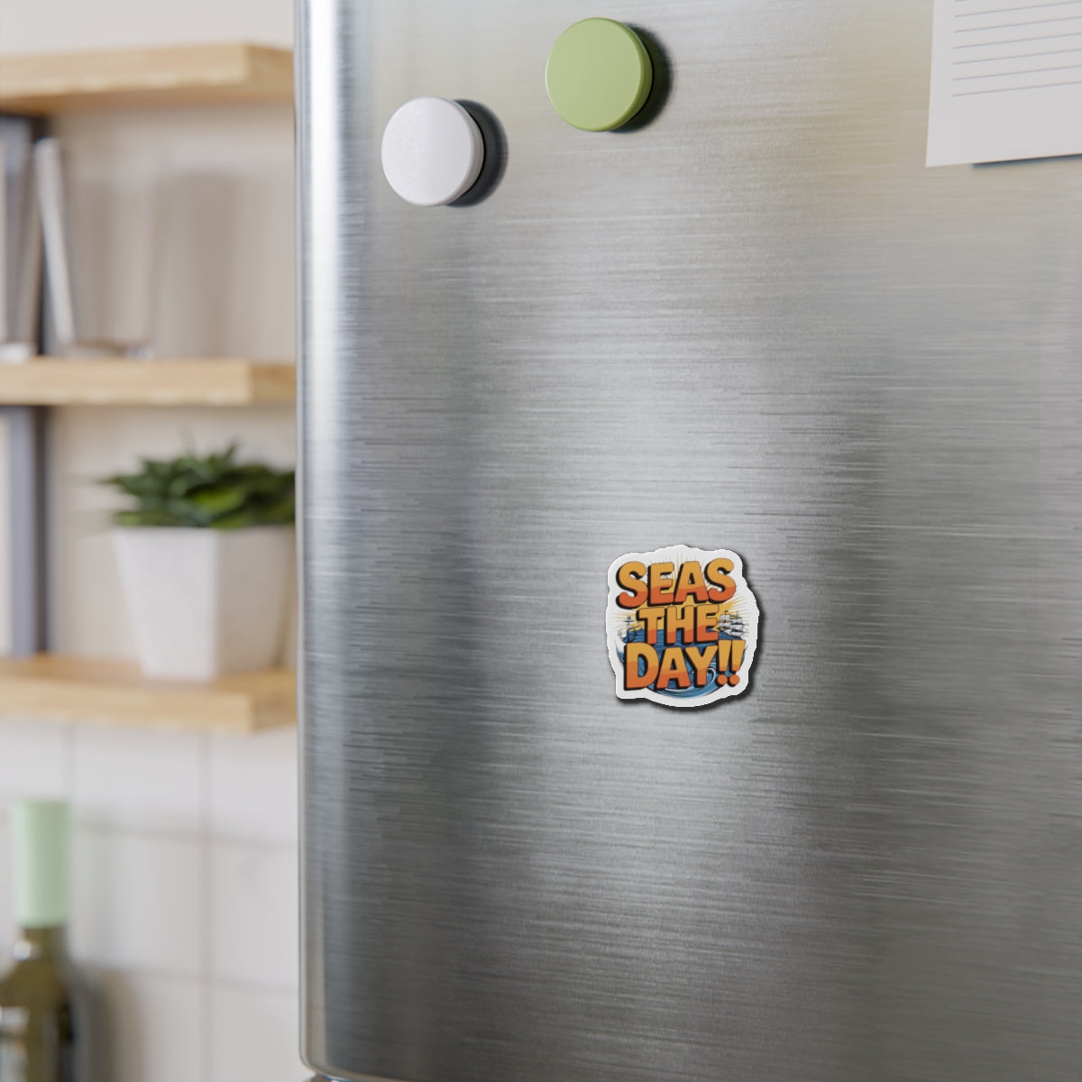 Die-Cut Magnet - Seas the Day Nautical Quote Kitchen Decor Refrigerator Magnet Ocean Decor