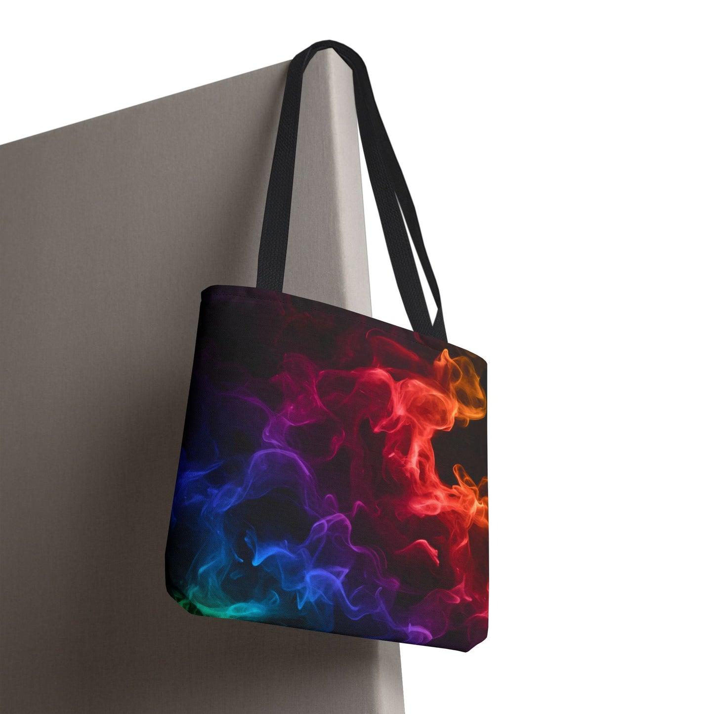 Chromatic Ember Tote Bag, Colorful Smoke Art Design With Red, Blue, And Orange Hues, Abstract Reusable Tote For Artists, Gifts, And Everyday Use