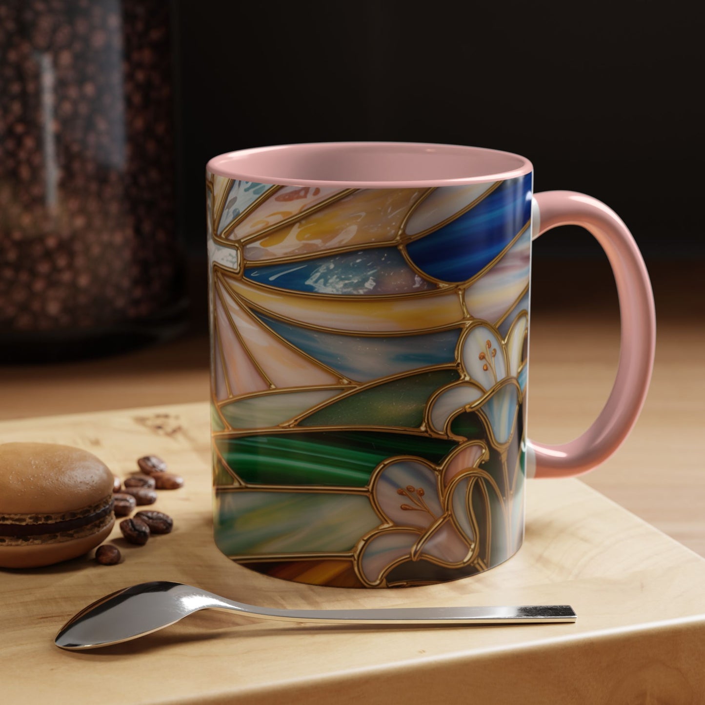 Stained Glass Cross Christian Mug • Inspirational Religious Coffee Cup • Colorful Faith Gift • Bible Verse Style Art • 11oz & 15oz