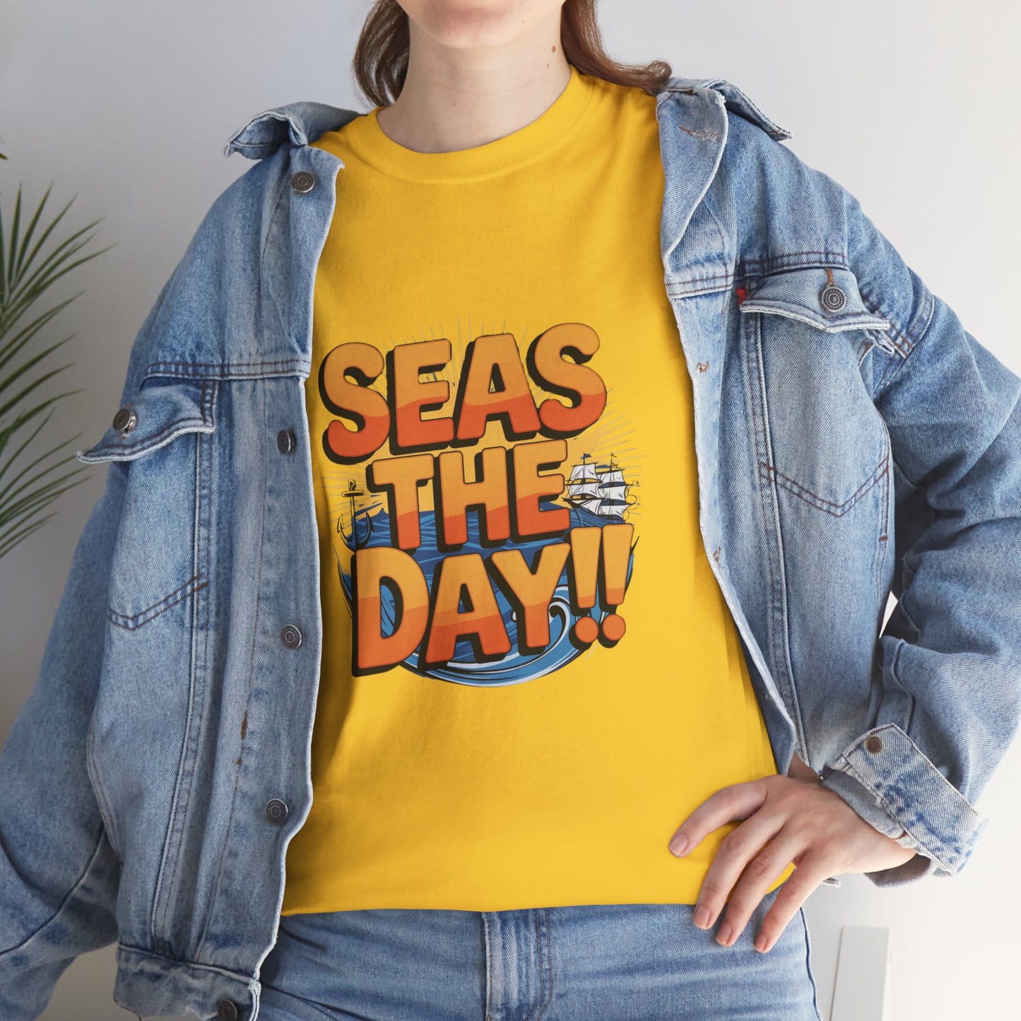 Seas The Day!! Tee • Ocean Pun Graphic Shirt • Comfort Colors Unisex Beachy Vibes • Nautical Aesthetic • Gift for Sea Lovers & Summer Vacays