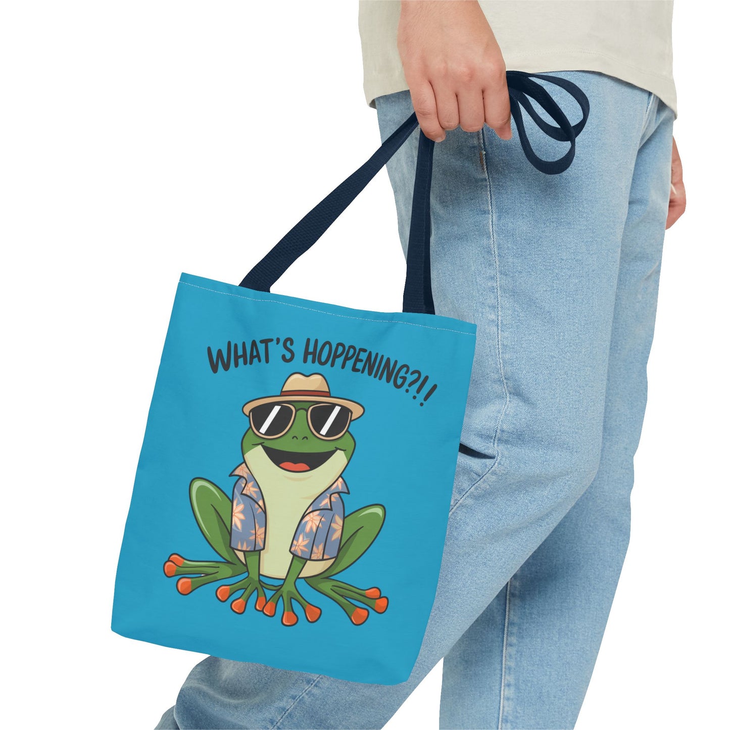 Frog Tote Bag - What's Hoppening Pun Design