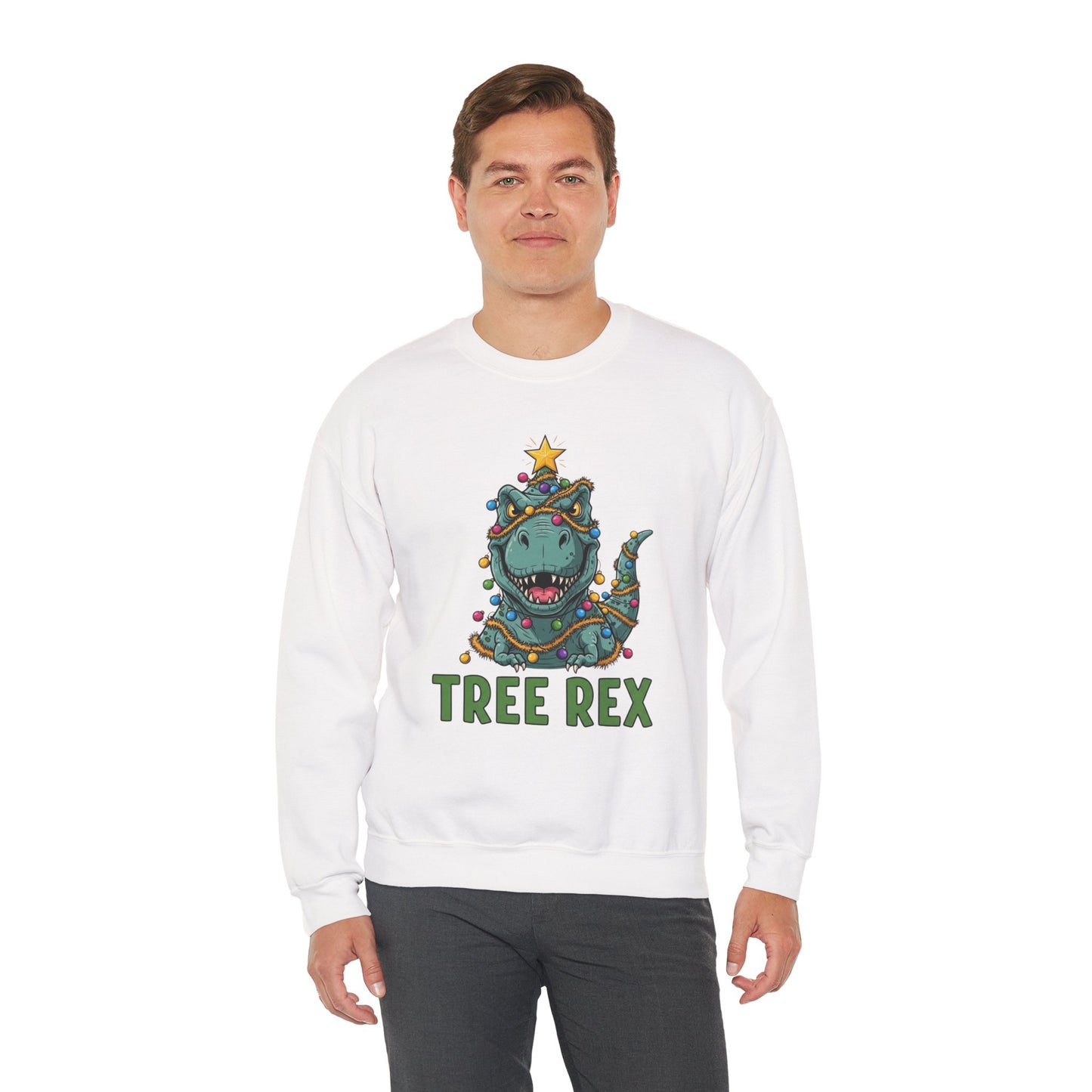 Tree Rex Christmas Sweatshirt, Funny Dinosaur Holiday Sweater, Cute T-Rex Christmas Crewneck, Festive Unisex Gift For Friends And Family