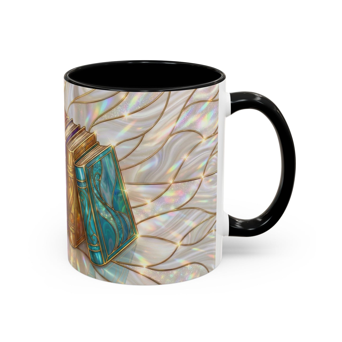 Book Lover Coffee Mug, Stained Glass Books Mug, Reading Gift For Bookworms, Library Aesthetic Mug, Booktok Mug, Ceramic Coffee Cup