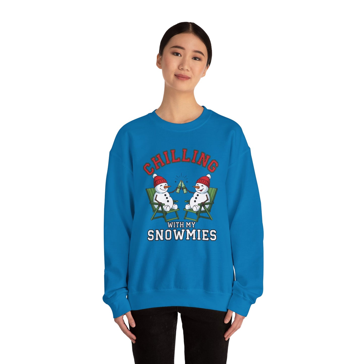 Chilling With My Snowmies Sweatshirt - Funny Christmas Snowman Sweater, Holiday Party Shirt, Cute Winter Gift, Matching Friends Xmas Top