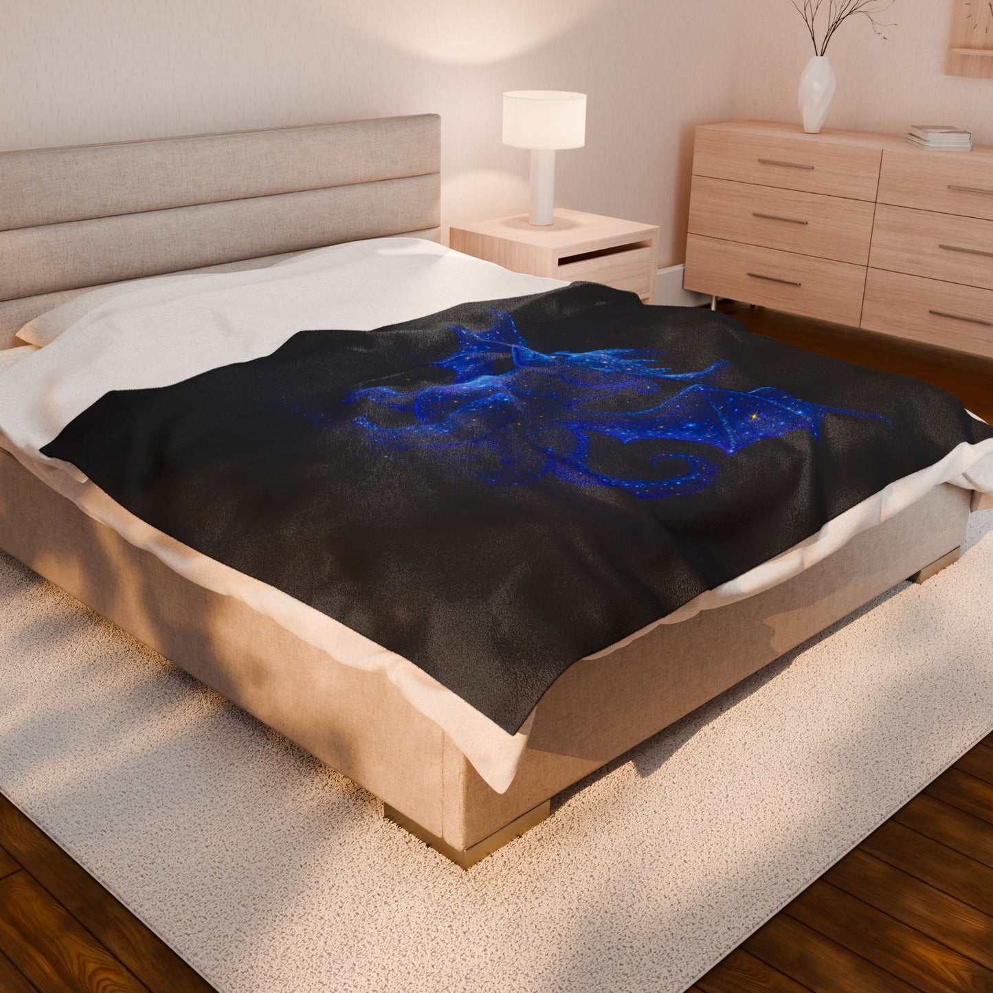 Galaxy Dragon Blanket - Cosmic Blue Fantasy Throw for Kids, Teens & Adults | Soft Plush Bed Decor | Dragon Lover Gift Idea