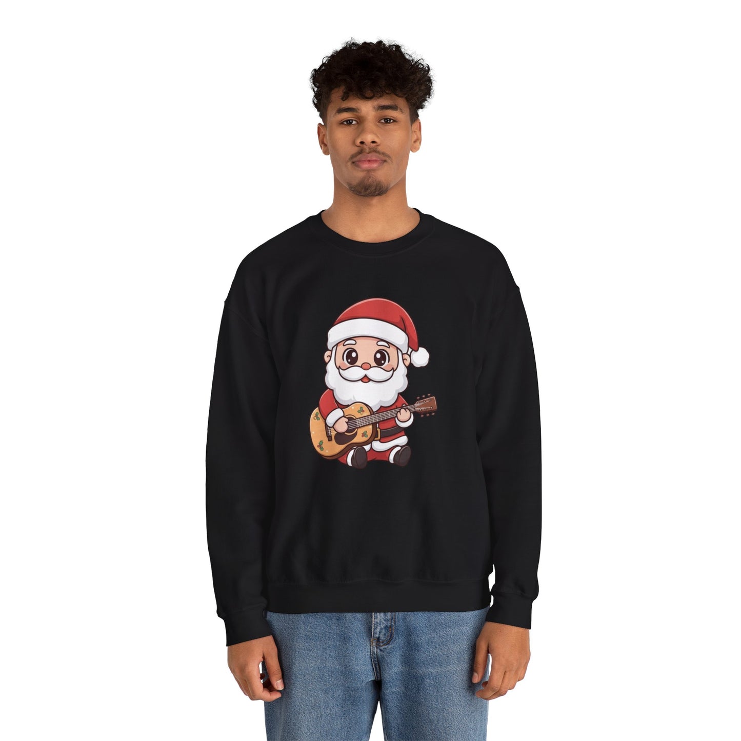 Cute Santa Guitar Sweatshirt | Christmas Music Lover Sweater | Holiday Crewneck | Funny Santa Musician Shirt | Cozy Xmas Gift for Him or Her