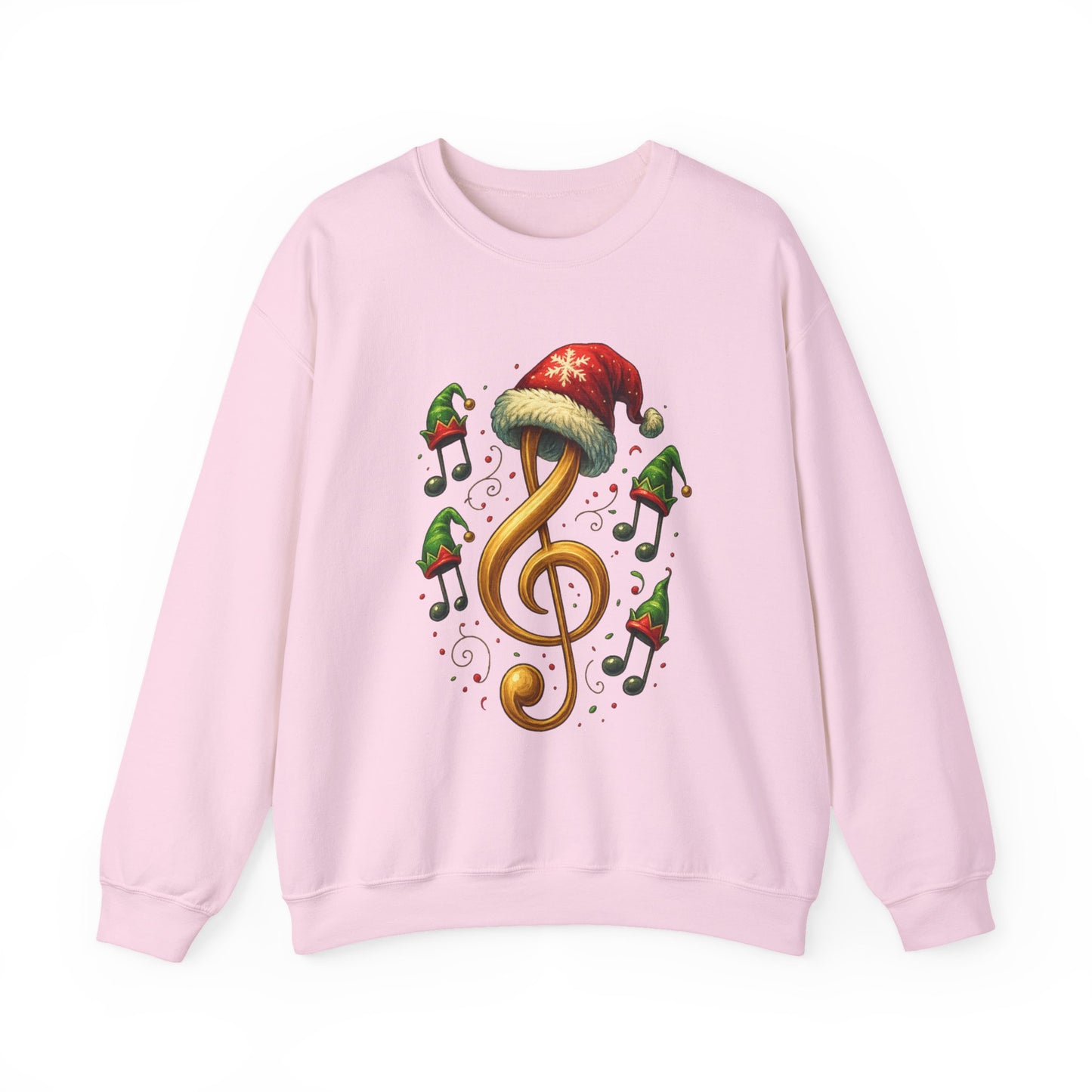 Christmas Music Note Sweatshirt, Holiday Treble Clef Sweater With Santa Hat, Festive Music Lover Gift, Cozy Winter Crewneck Unisex Top