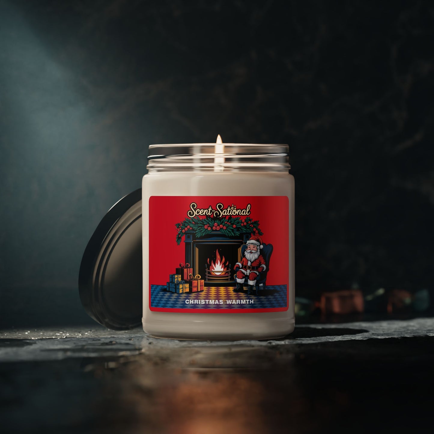 Christmas Warmth Scented Candle, Cozy Holiday Soy Candle, Reusable Glass Jar, Festive Home Fragrance Gift For Winter And Christmas Decor