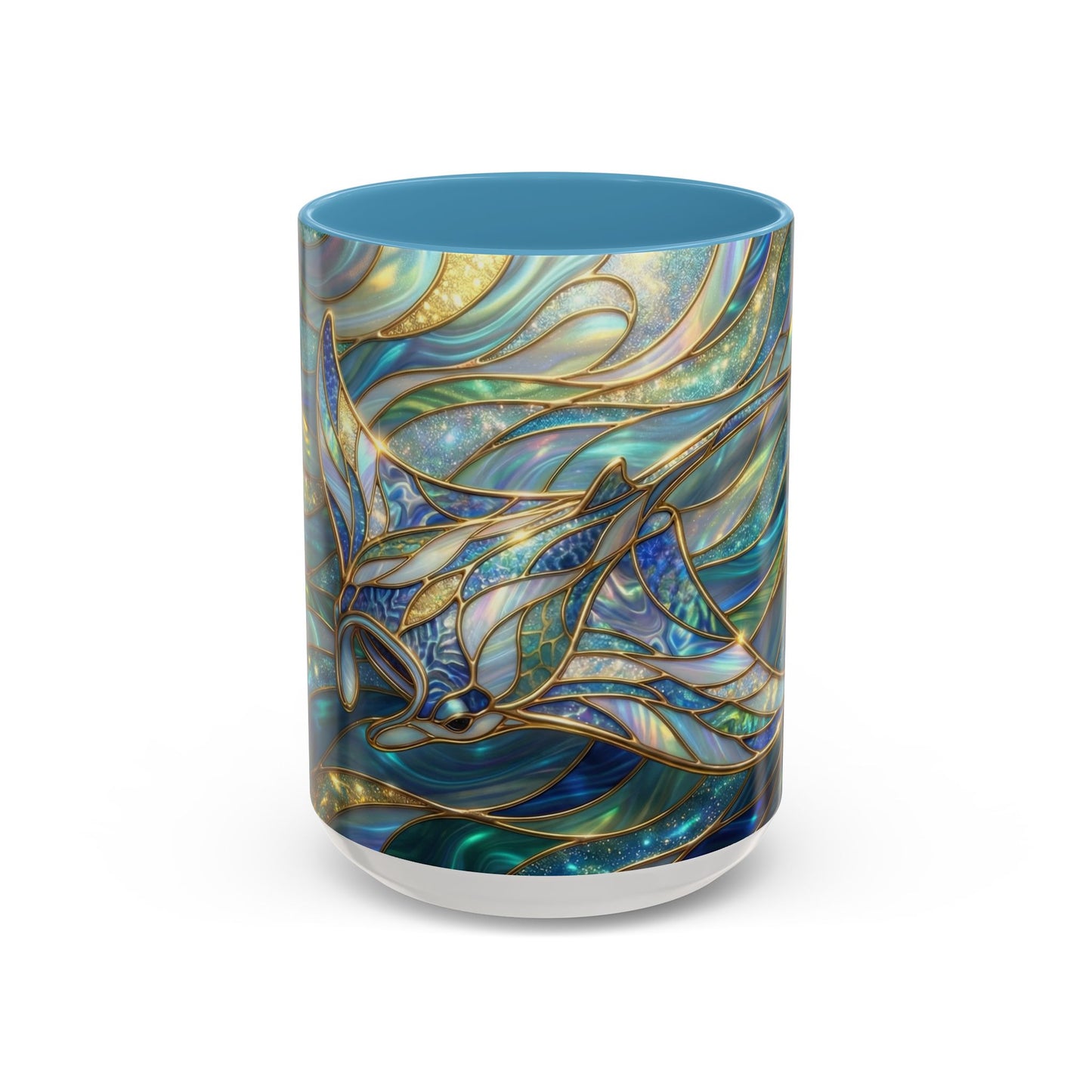 Stained Glass Manta Ray Mug, Ocean Coffee Cup, Manta Ray Art Mug, Nautical Gift, Coastal Decor Mug, Marine Life Coffee Cup