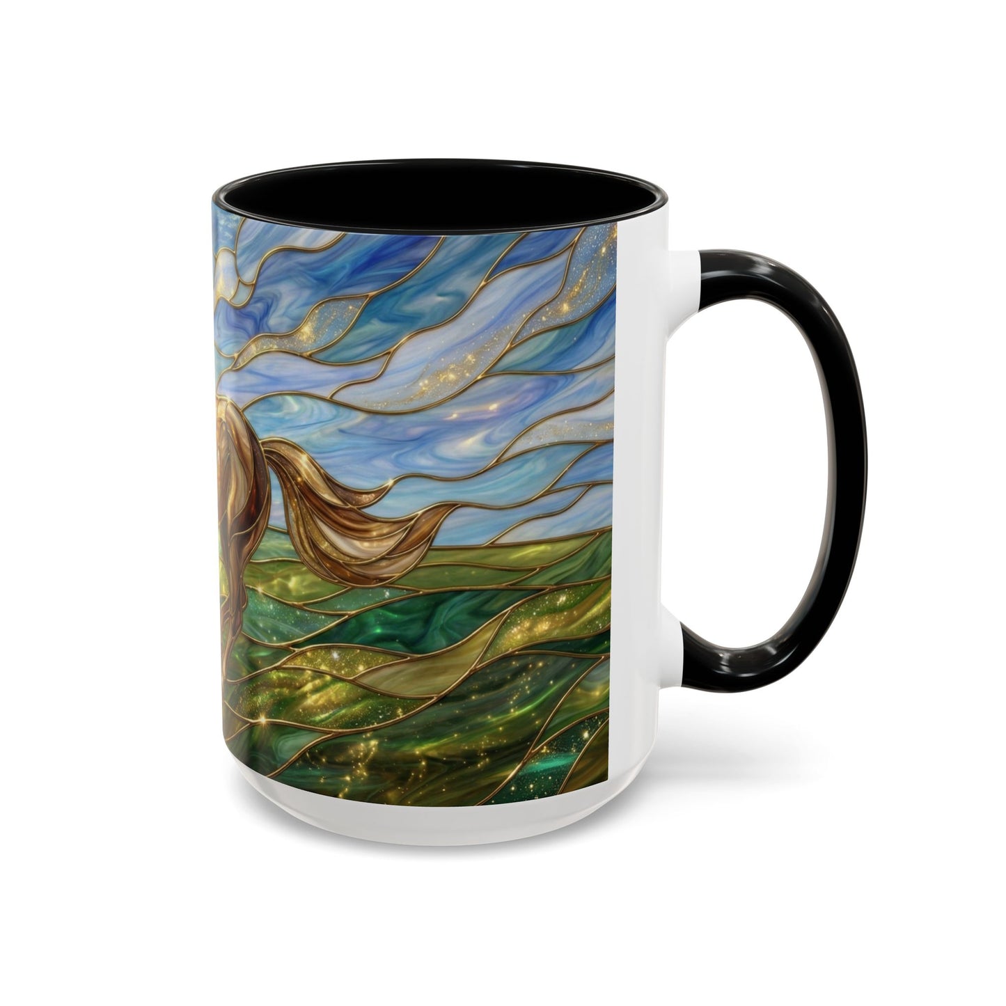 Stained Glass Horse Mug, Horse Coffee Mug, Running Horse Cup, Equestrian Gift Mug, Nature Art Mug, Horse Lover Gift