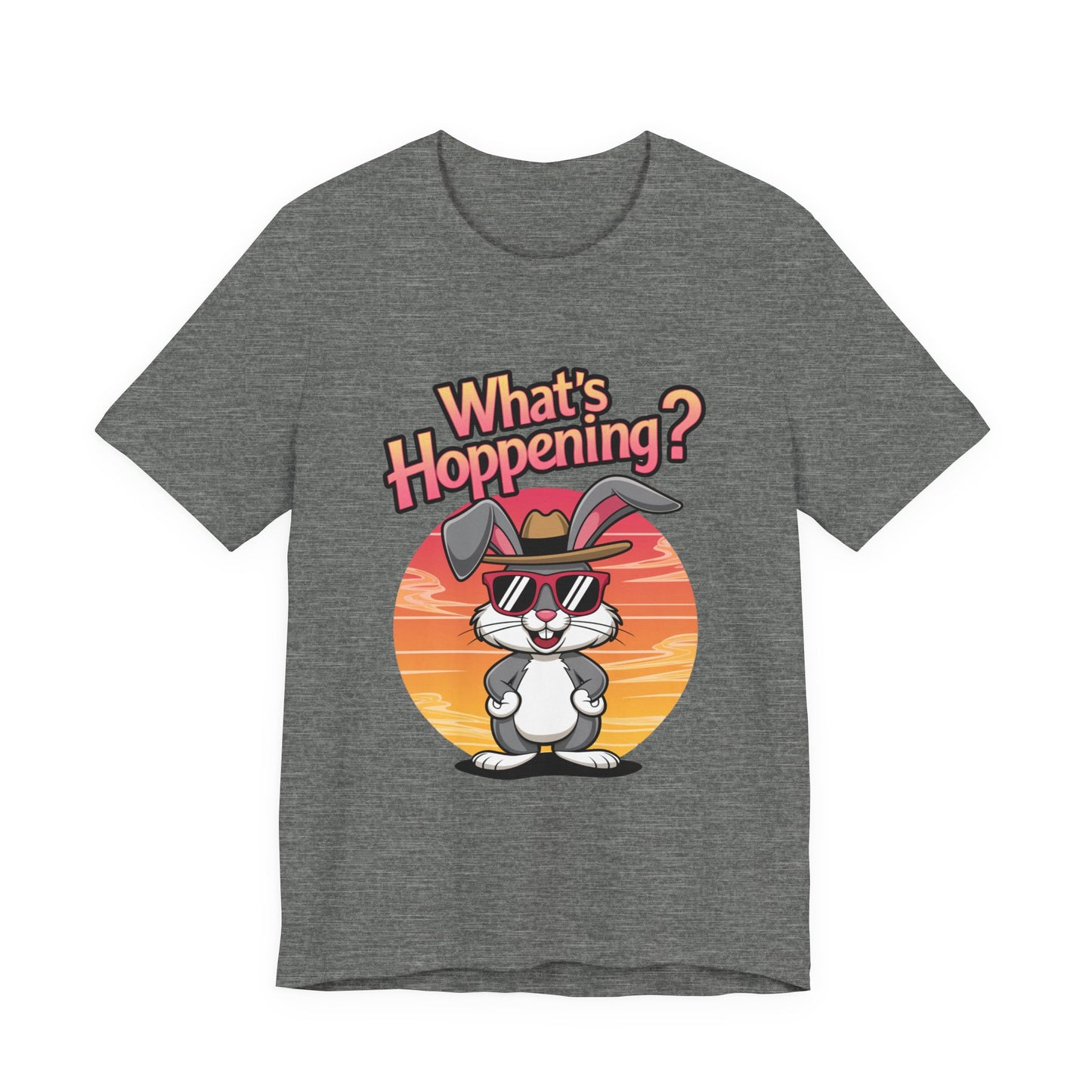 What’s Hoppening Funny Bunny Shirt – Cute Rabbit Pun T-Shirt – Sunset Graphic Tee for Animal Lovers, Easter, and Pun Enthusiasts