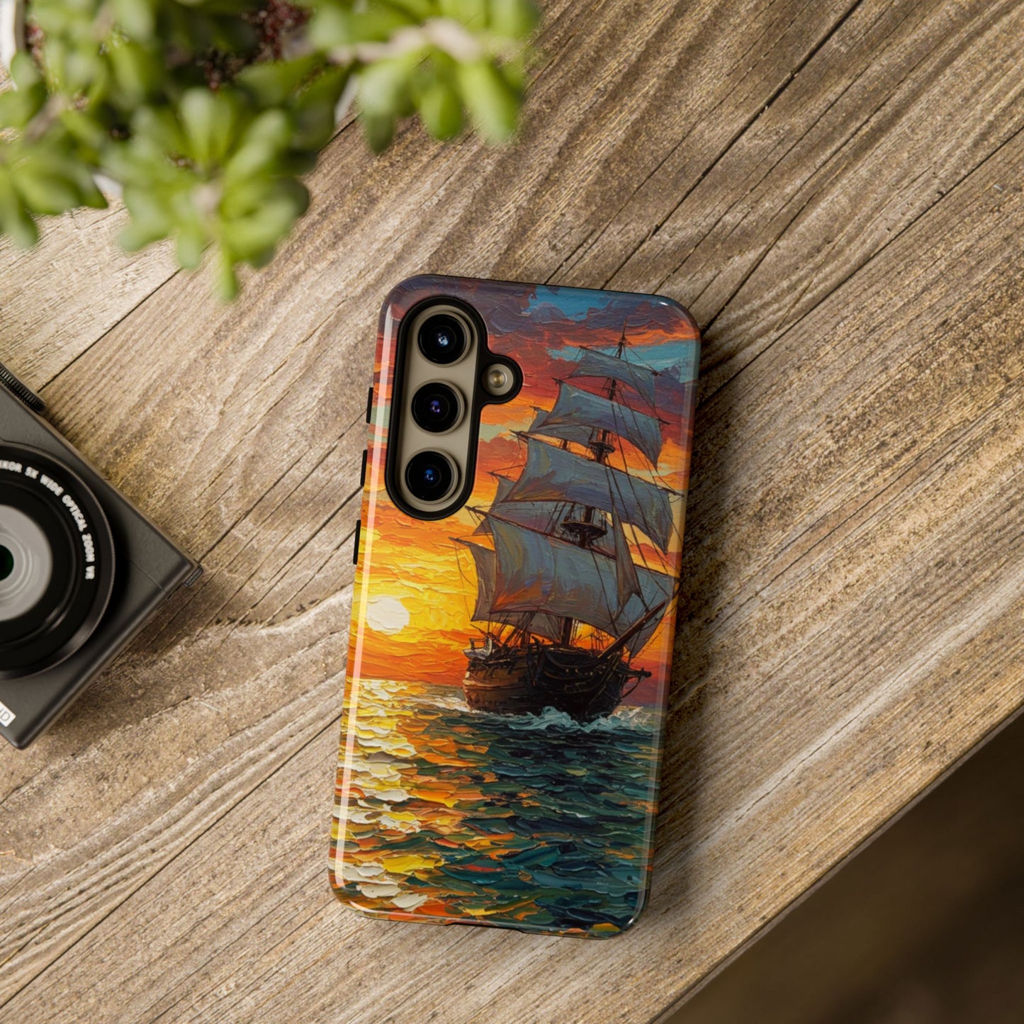 Samsung Galaxy Case - Ship Sailing at Sunset Design