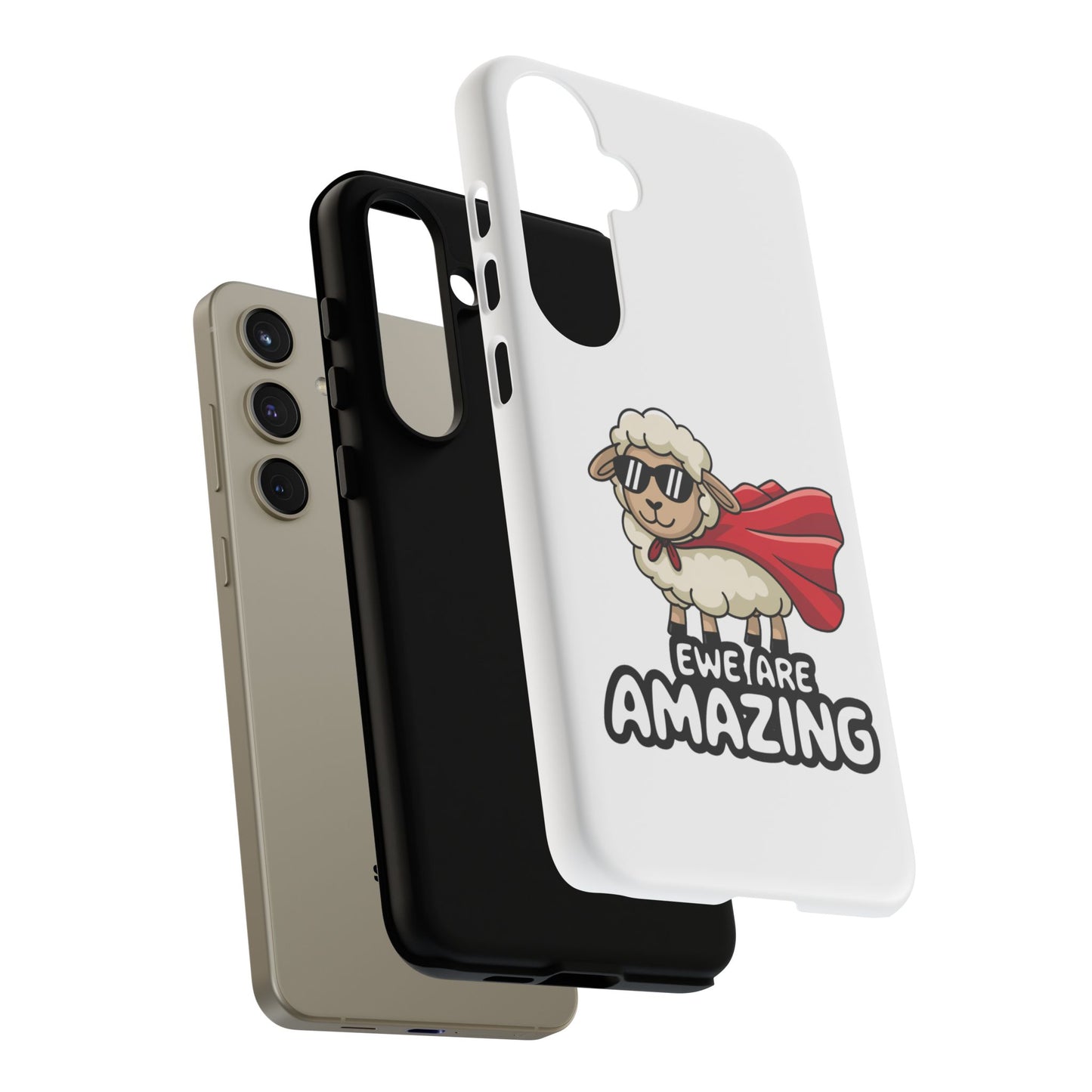 Funny Samsung Case - Cute Sheep Phone Cover - "Ewe Are Amazing" Gift for Her or Him - Animal Pun Superhero Case - Samsung Case