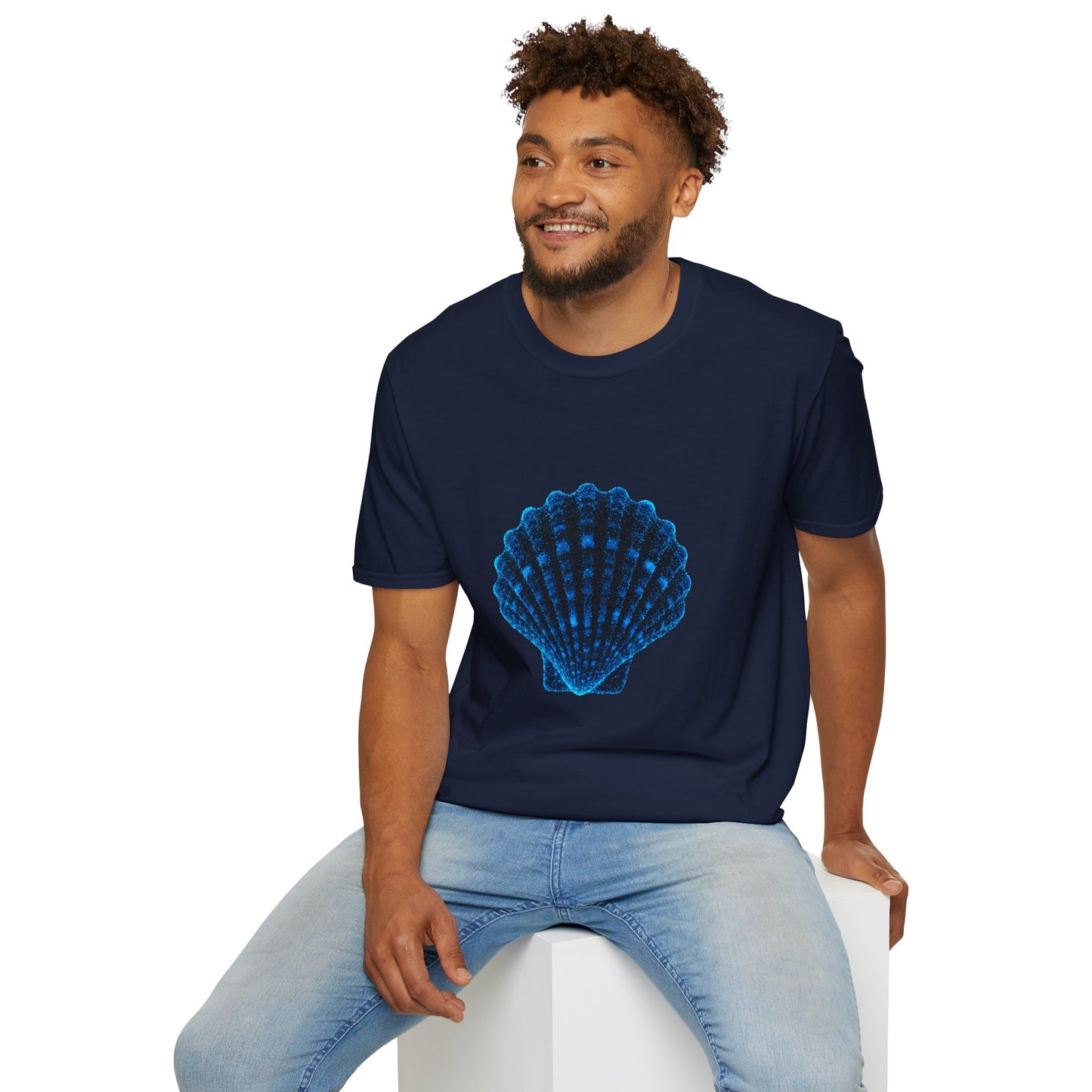 Geometric Digital Shell T‑Shirt • Nature Inspired Graphic Tee • Cottagecore, Y2K Nostalgia, Bold Minimalist Women & Men Gift