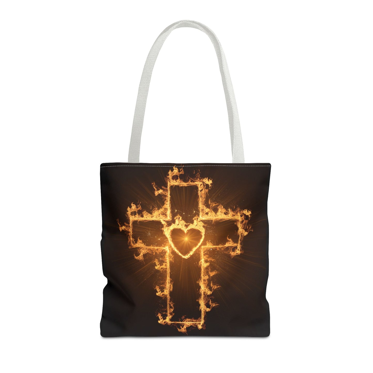 Stylish Flame Cross Tote Bag - Faith-Inspired Fashion