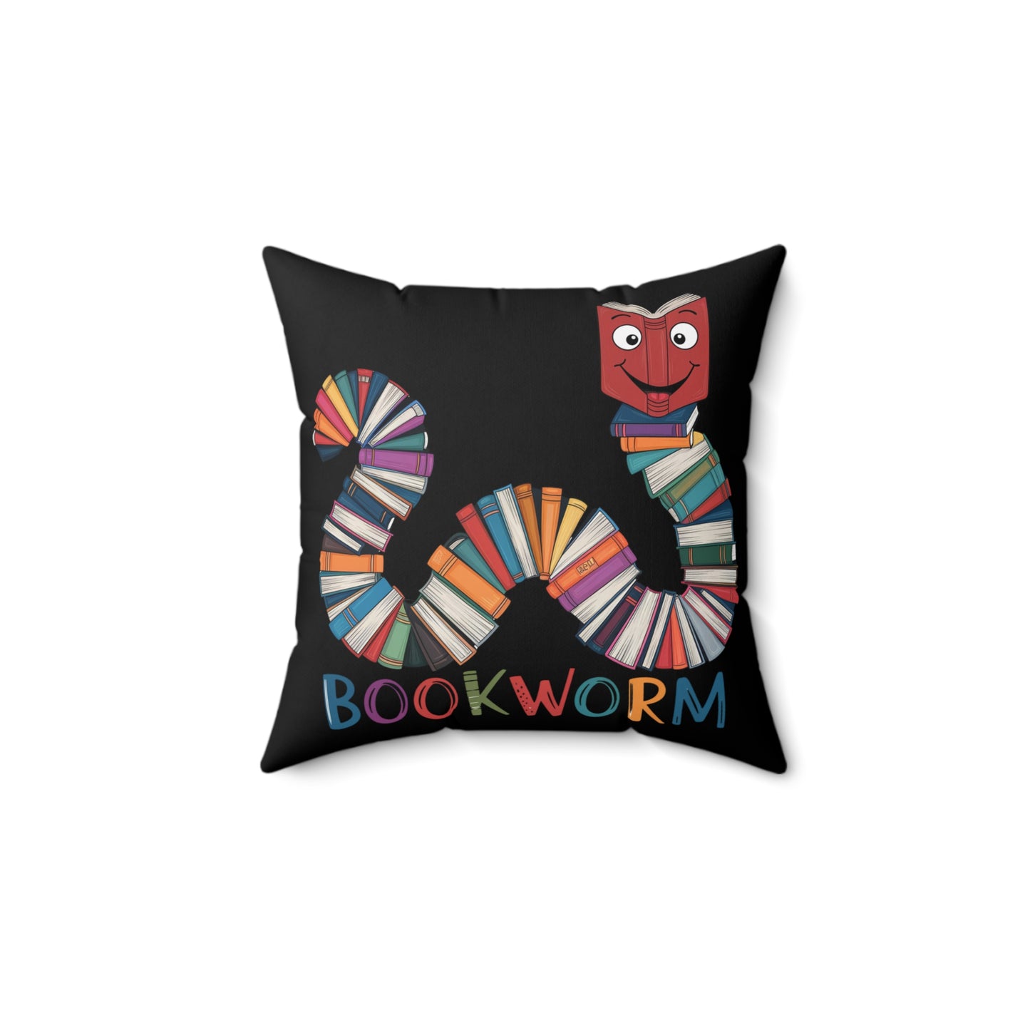 Square Pillow - Bookworm Design
