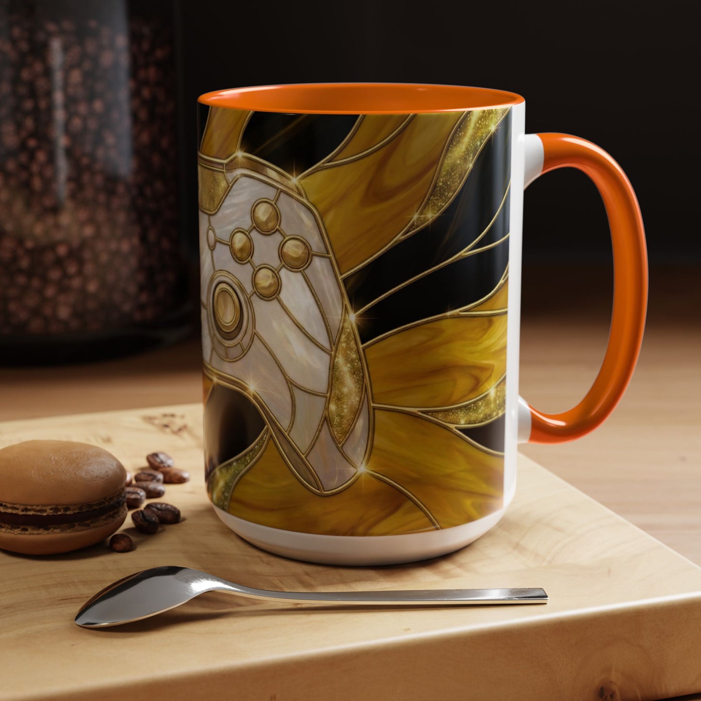 Stained Glass Gamer Mug, Gold Controller Coffee Cup, Video Game Gifts for Him, Gamer Boyfriend Gift, Teen Boy Gaming Mug, Desk Decor