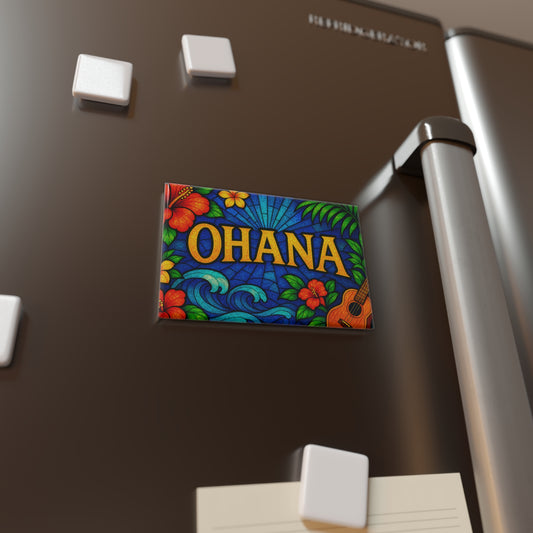 Ohana Magnet – Hawaiian Fridge Decor, Tropical Floral Aesthetic, Luau Gift Idea