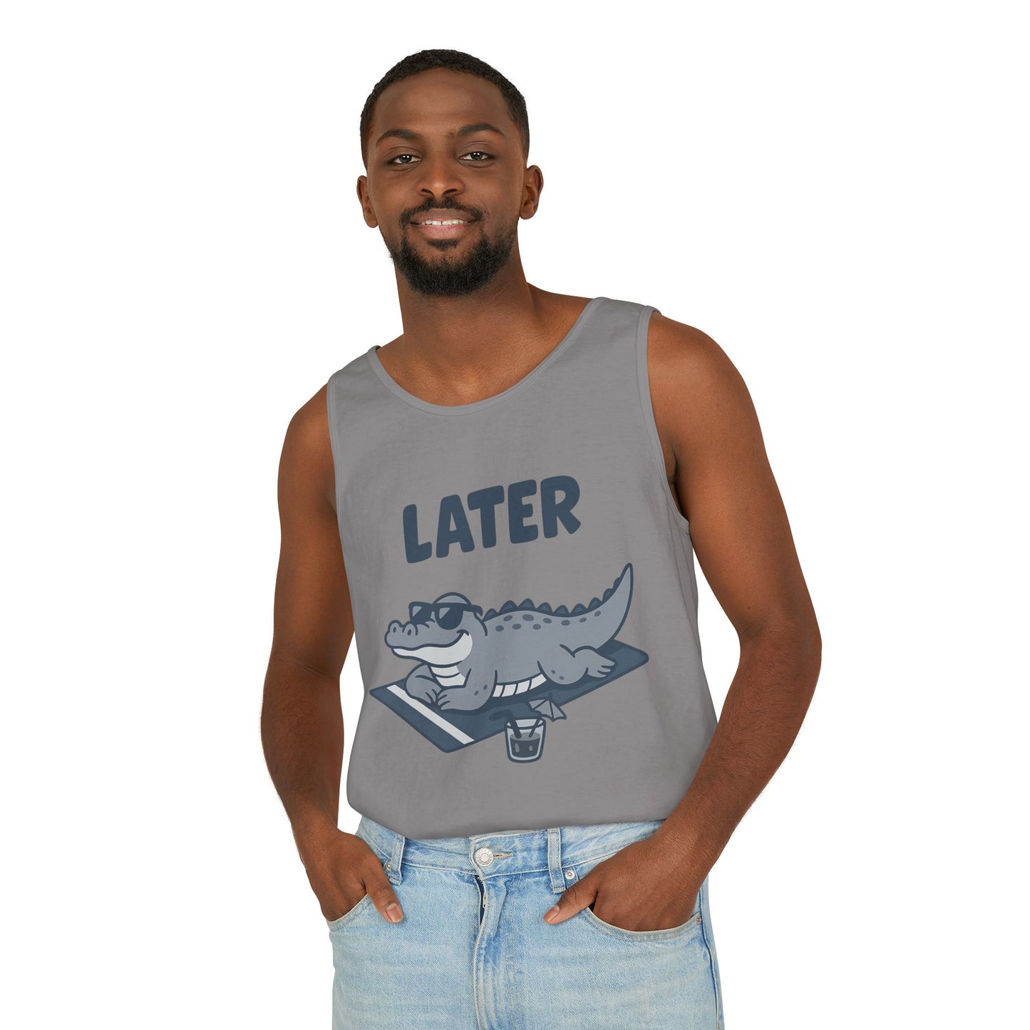 Funny Crocodile Tank Top - ‘Later Gator’ Cute Graphic Croc Tee, Summer Vest, Beach Gift, Sarcastic Animal Humor, Festival and Everyday Wear