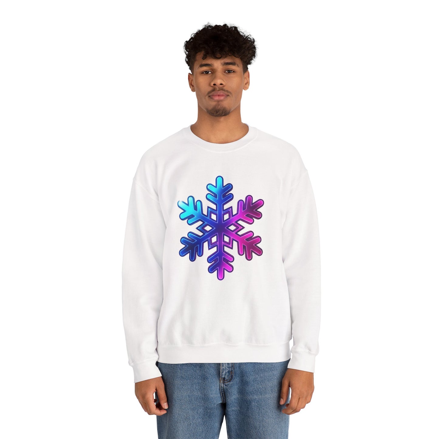 Blue Pink Gradient Snowflake Sweatshirt, Winter Aesthetic Pullover, Cozy Christmas Crewneck, Festive Holiday Sweater Gift for Her or Him