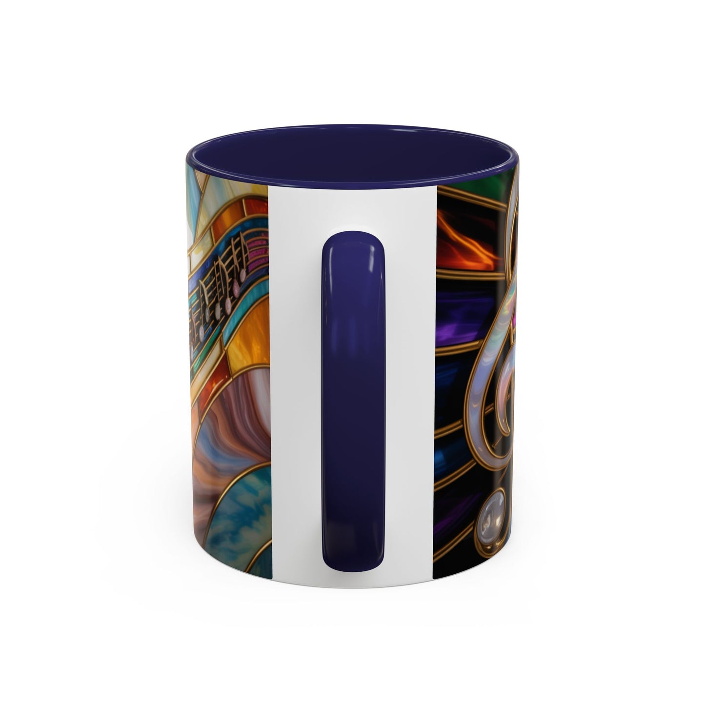 Stained glass music mug, musical notes coffee cup, colorful musician gift mug, music lover present, treble clef art mug, music teacher gift