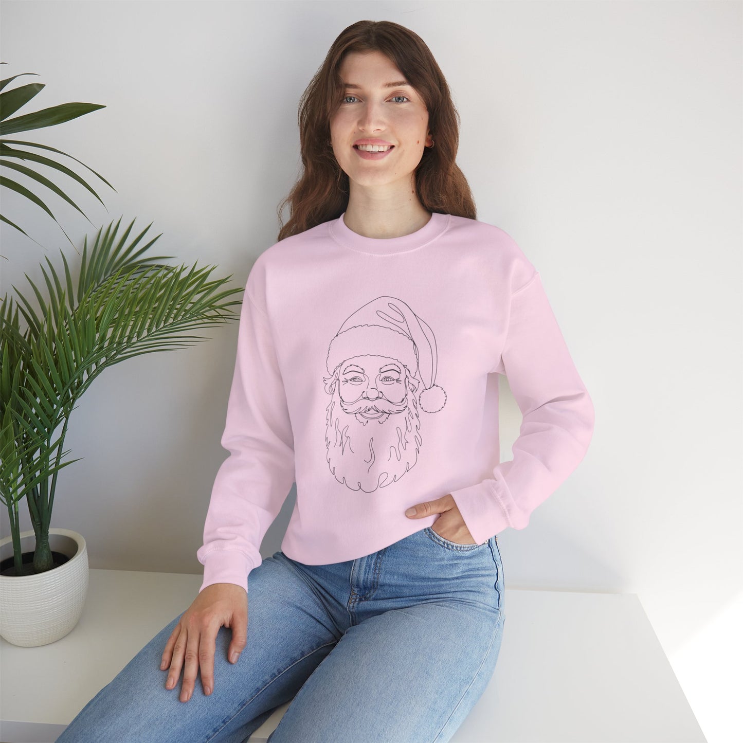 Minimalist Santa Sweatshirt | Modern Line Art Christmas Crewneck | Simple Holiday Sweater | Cozy Neutral Xmas Gift for Him or Her