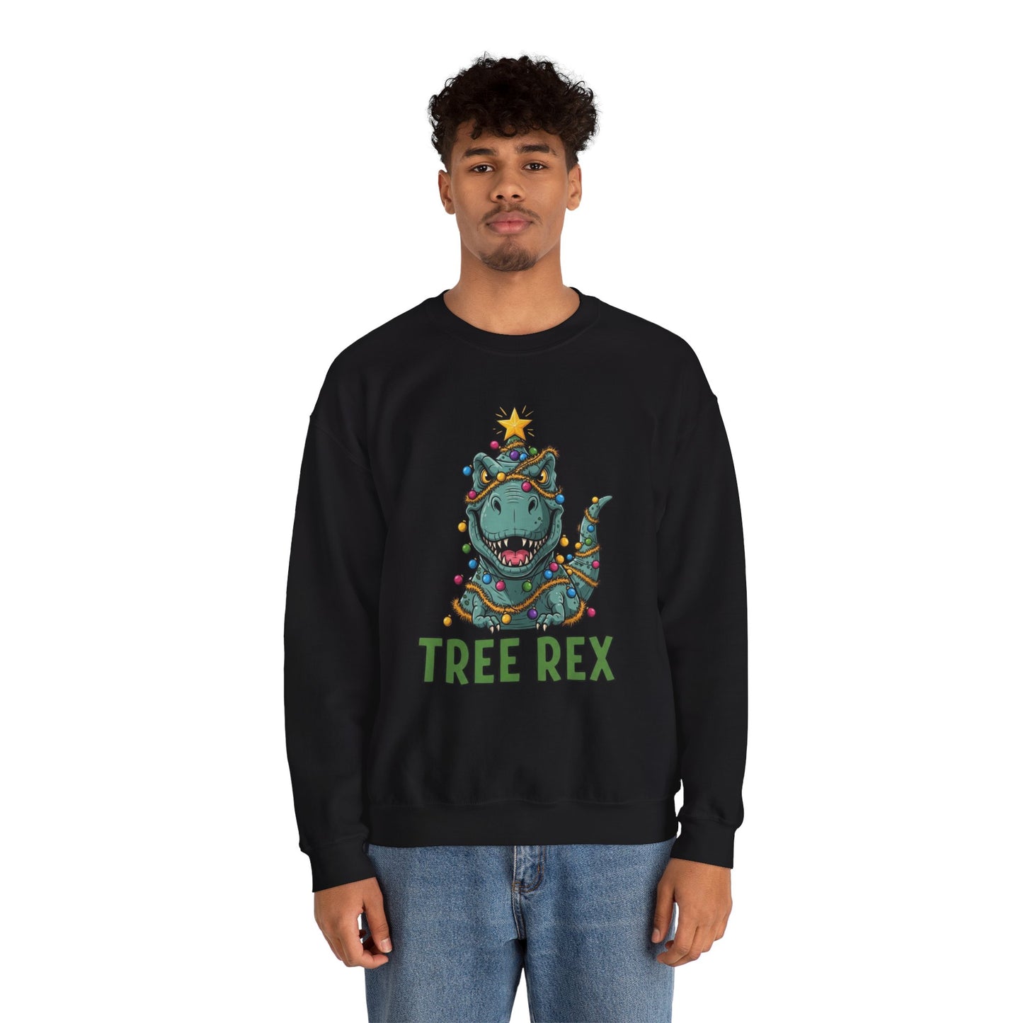 Tree Rex Christmas Sweatshirt, Funny Dinosaur Holiday Sweater, Cute T-Rex Christmas Crewneck, Festive Unisex Gift For Friends And Family