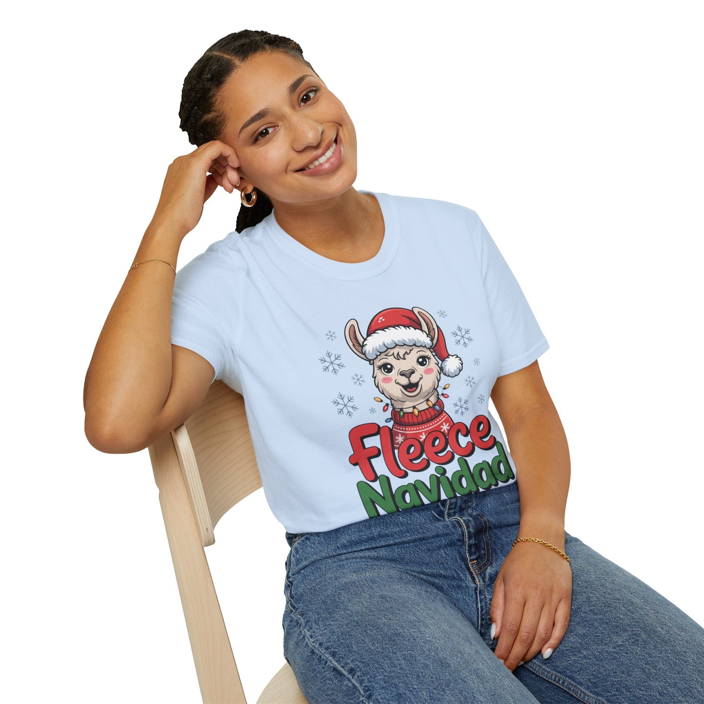 Fleece Navidad Llama Christmas Shirt, Funny Llama Xmas Tee, Cute Holiday Pun Shirt, Fuzzy Llama Santa Sweater Shirt, Christmas Gift Tee