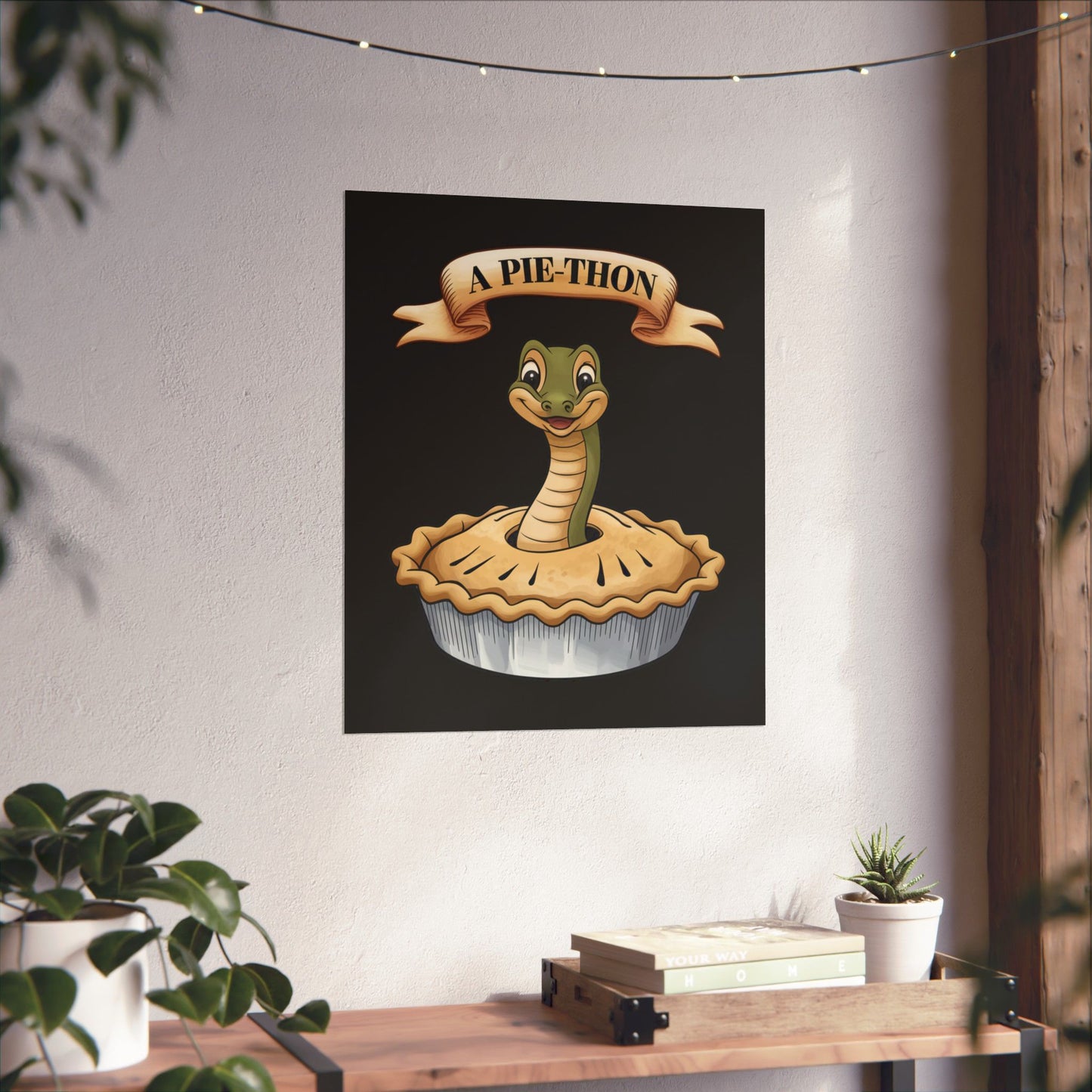 Vertical Poster - Funny 'Pie-Thon' Snake in Pie Joke Print