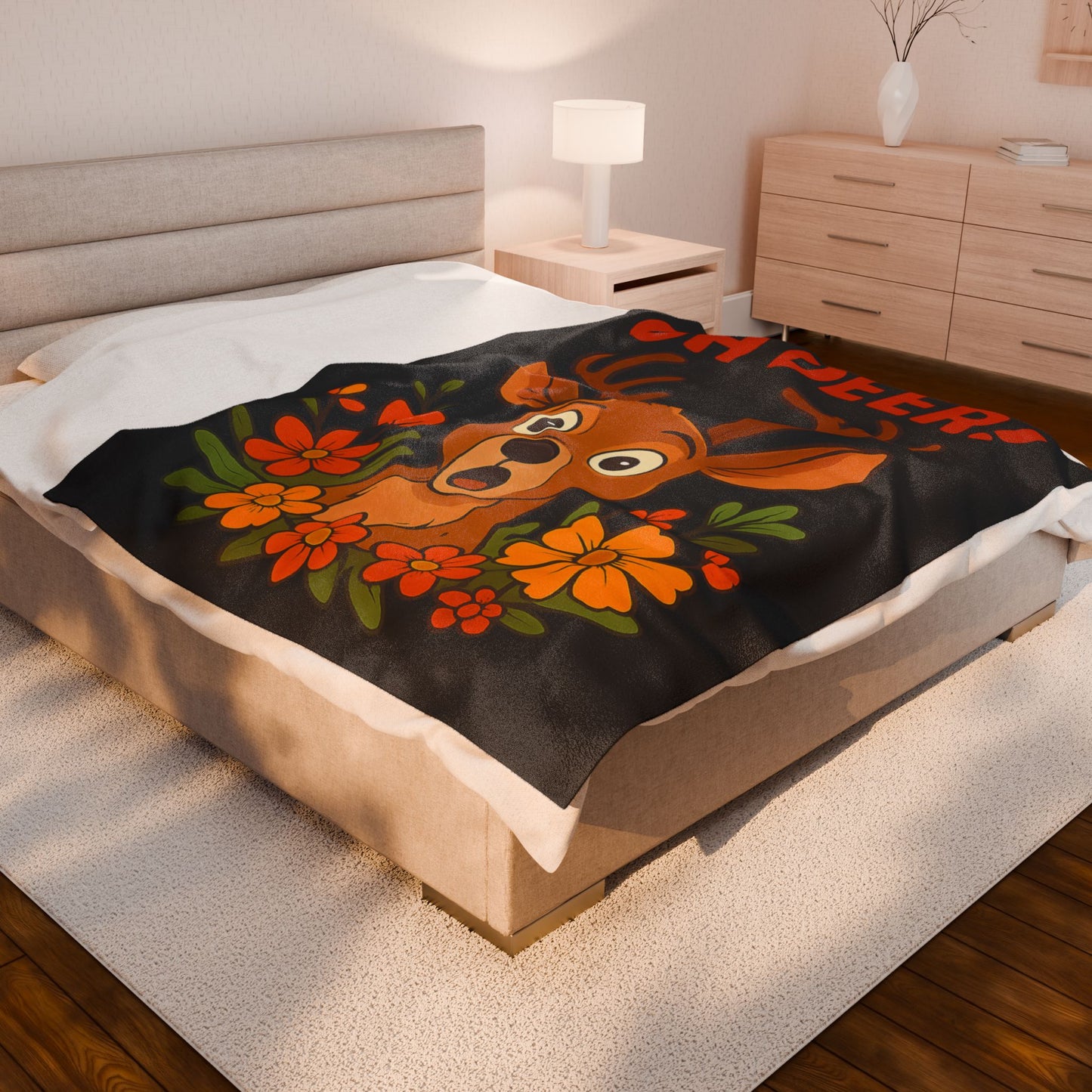 Plush Blanket - Startled Deer Oh Deer Design Wildlife Decor Deer Throw Animal Decor