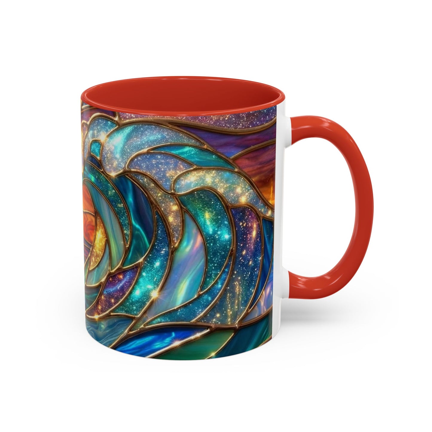 Stained Glass Wave Mug, Cosmic Ocean Coffee Cup, Celestial Sunrise Tea Mug, Surfer Beach Decor Gift, Starry Sea Art, Ocean Lover Cup