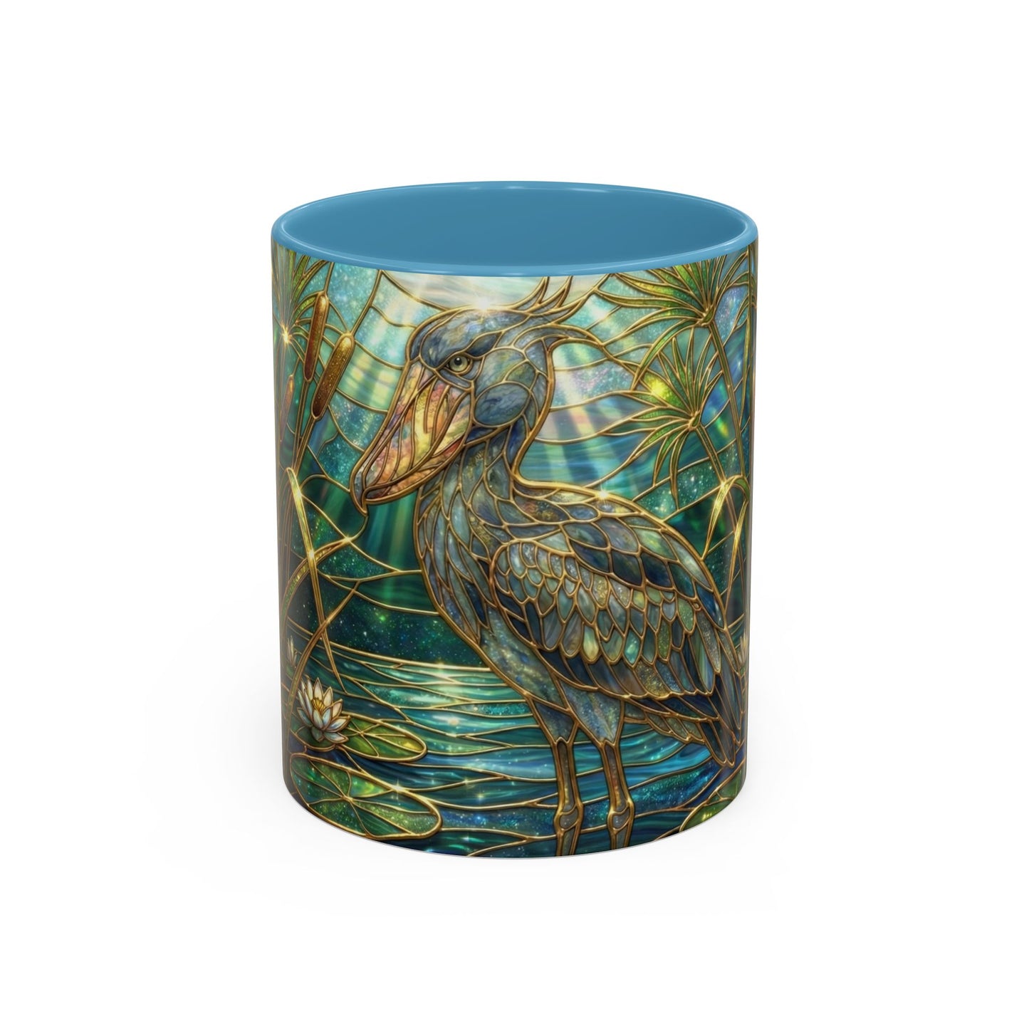 Shoebill Stork Mug, Stained Glass Bird Art, Prehistoric Animal Gift, Swamp Nature Coffee Cup, Galaxy Night, Ornithology Lover Present