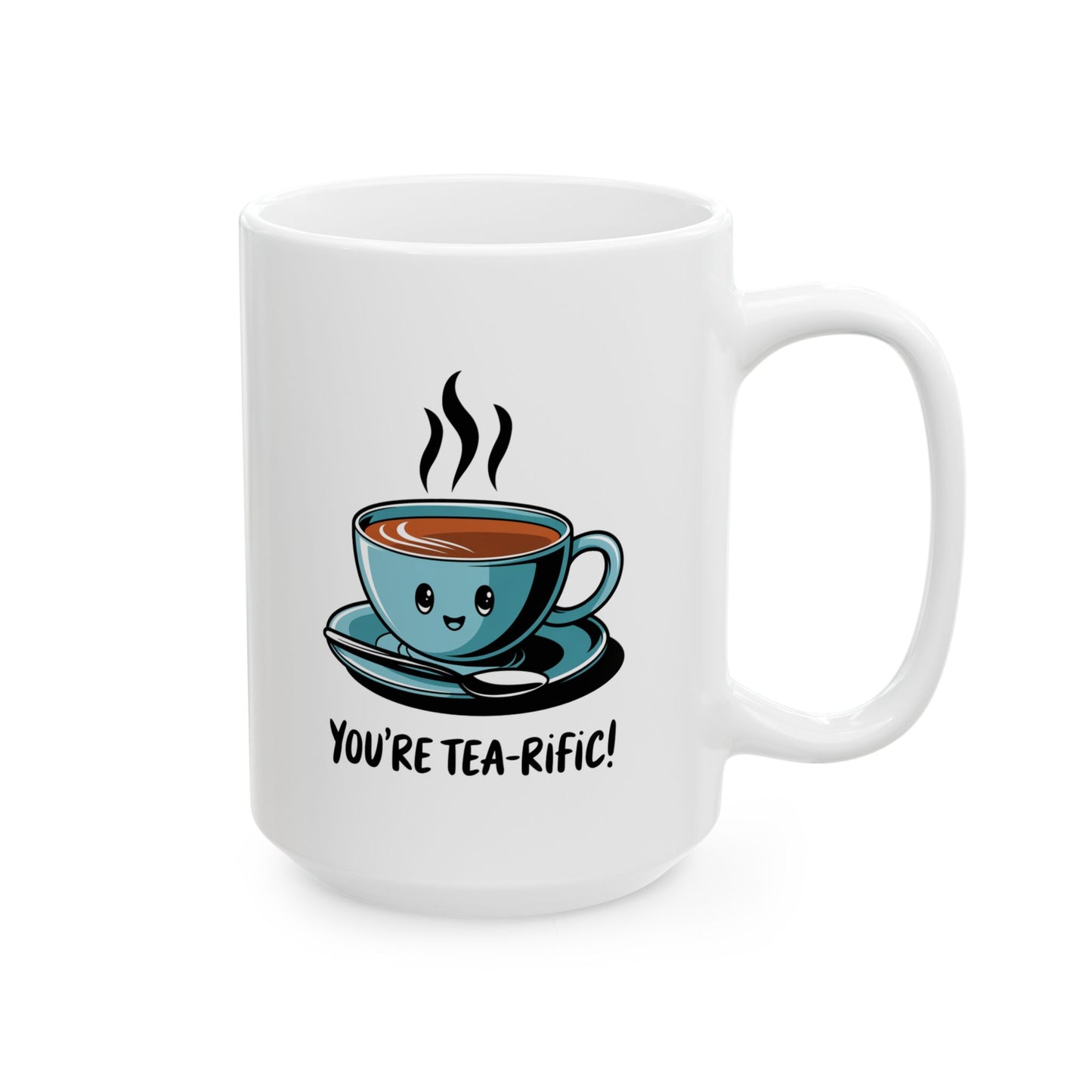 “You’re Tea-rific!” Tea Pun Mug | Cute Kawaii Tea Cup Mug | Funny Tea Lover Gift | Positive Vibes Ceramic Mug | Tea Time Kitchenware
