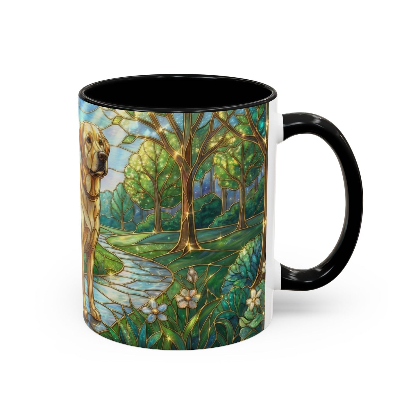 Stained Glass Labrador Mug, Dog Lover Coffee Mug, Labrador Retriever Art Cup, Pet Memorial Gift, Colorful Dog Mug, Nature Art Mug