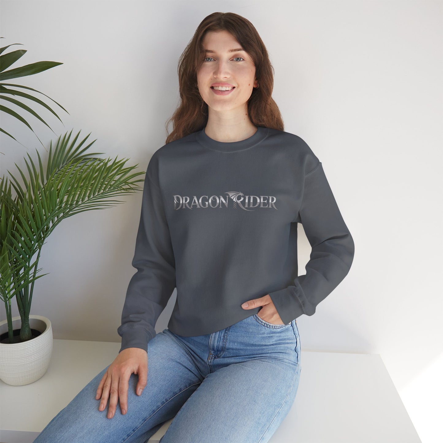 Dragon Rider Sweatshirt | Unisex Fantasy Gamer Crewneck | Nerdy Cozy Mythical Gift | Medieval Dragon Pullover | Geek Cosplay Style
