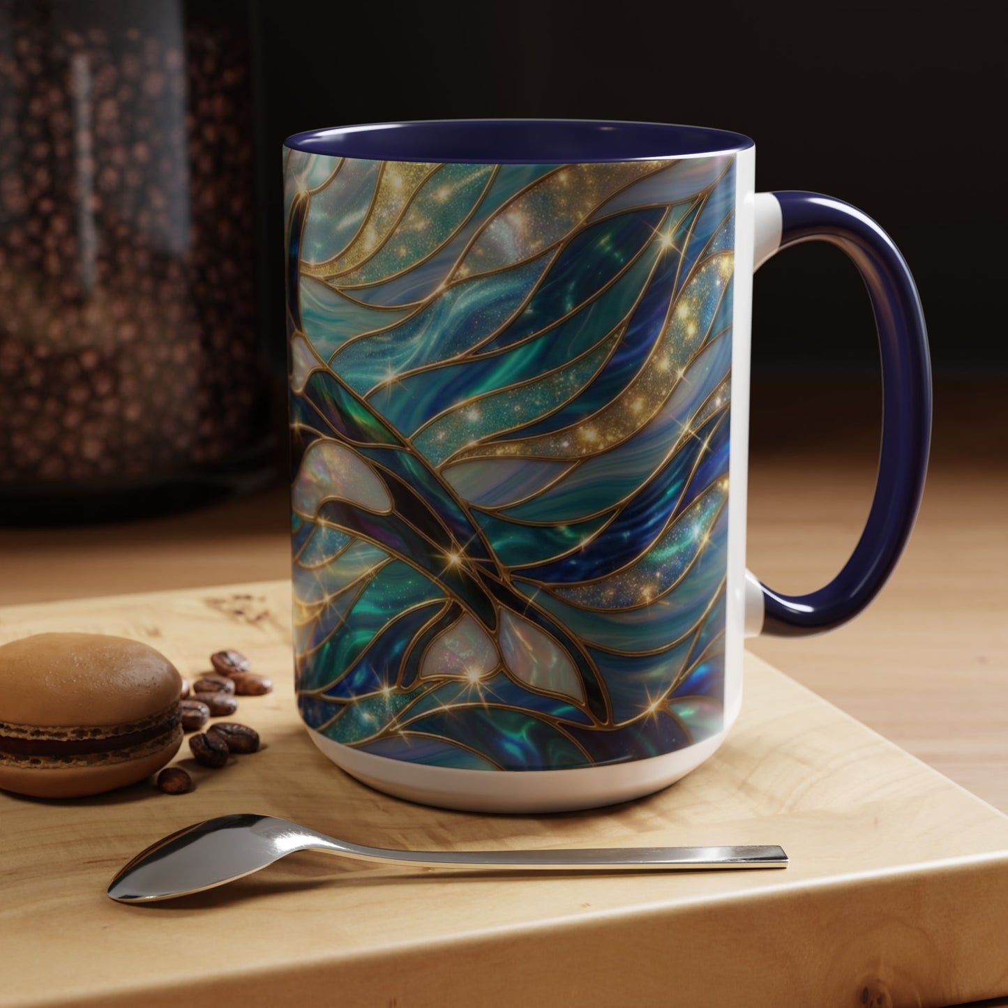 Orca Coffee Mug, Killer Whale Mug, Stained Glass Orca Art Mug, Ocean Animal Coffee Cup, Marine Life Gift, 11oz 15oz Ceramic Mug