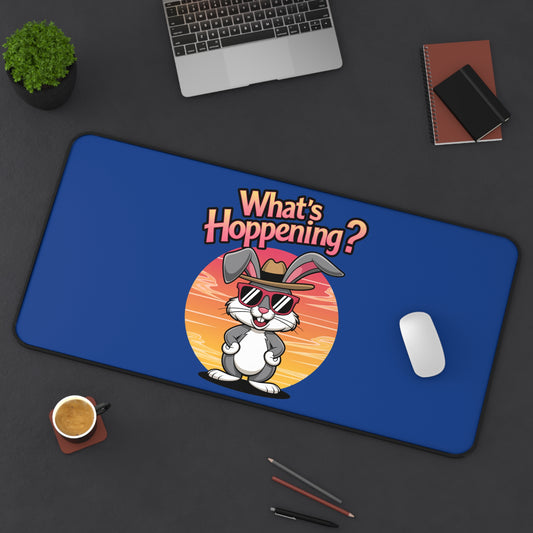 Funny Cartoon Desk Mat - 'What's Happening?' with Cool Bunny Design