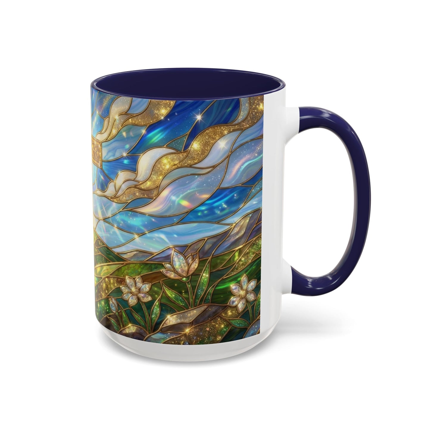 Stained Glass Cross Mug, Christian Coffee Mug, Faith Inspired Art Cup, Religious Gift For Women Men, Inspirational Christian Mug