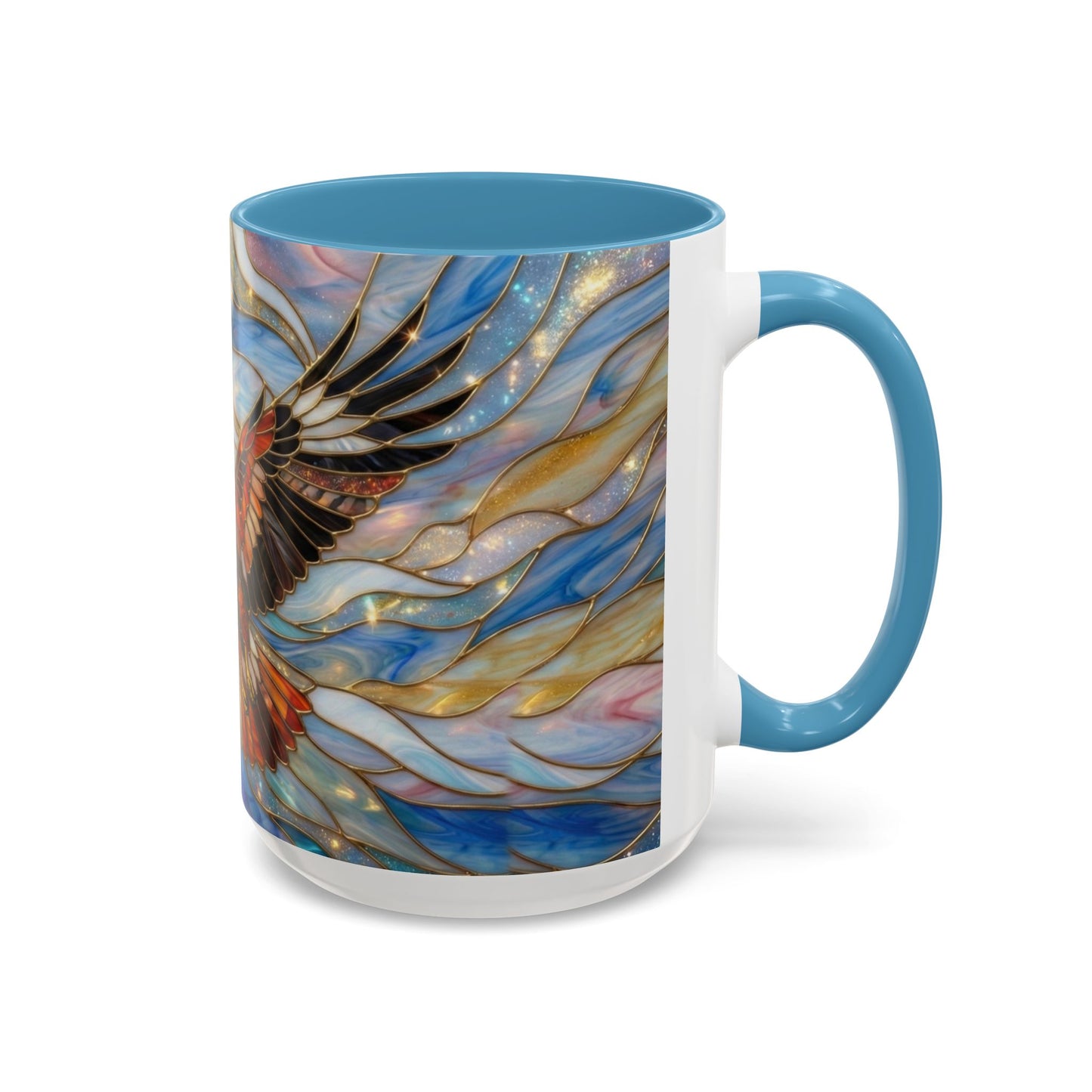 Hawk Coffee Mug, Stained Glass Hawk Mug, Bird of Prey Art Mug, Nature Lover Gift, Unique Ceramic Coffee Cup, 11oz 15oz Wildlife Mug