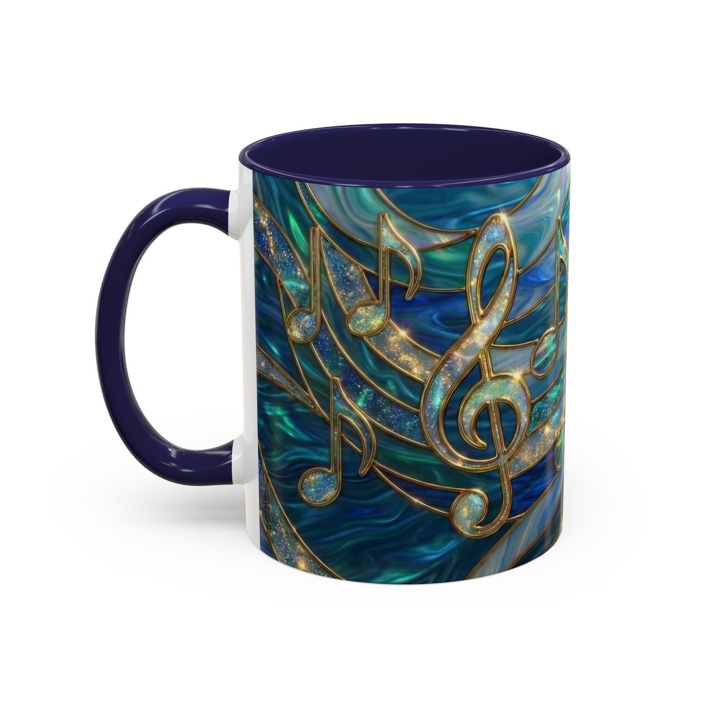 Music Notes Mug, Music Lover Coffee Cup, Stained Glass Music Mug, Musician Gift, Piano Teacher Mug, Aesthetic Music Cup