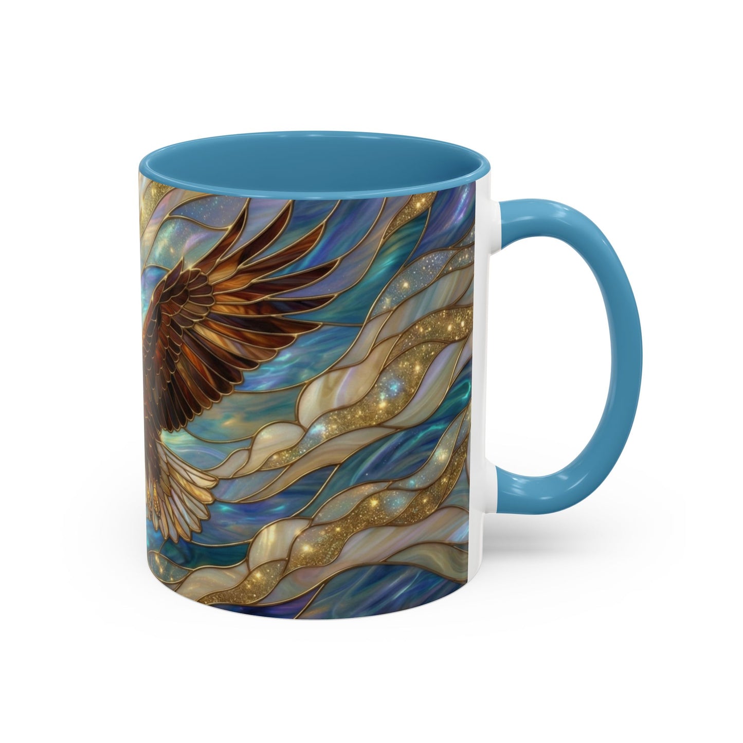 Stained Glass Eagle Mug, Bald Eagle Coffee Mug, Patriotic Eagle Cup, Wildlife Art Mug, Freedom Bird Mug, Nature Art Gift