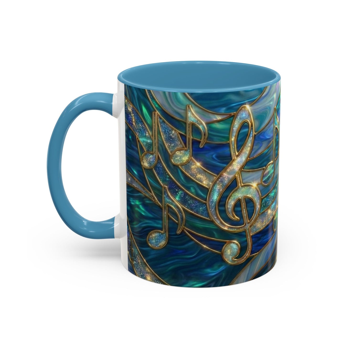 Music Notes Mug, Music Lover Coffee Cup, Stained Glass Music Mug, Musician Gift, Piano Teacher Mug, Aesthetic Music Cup