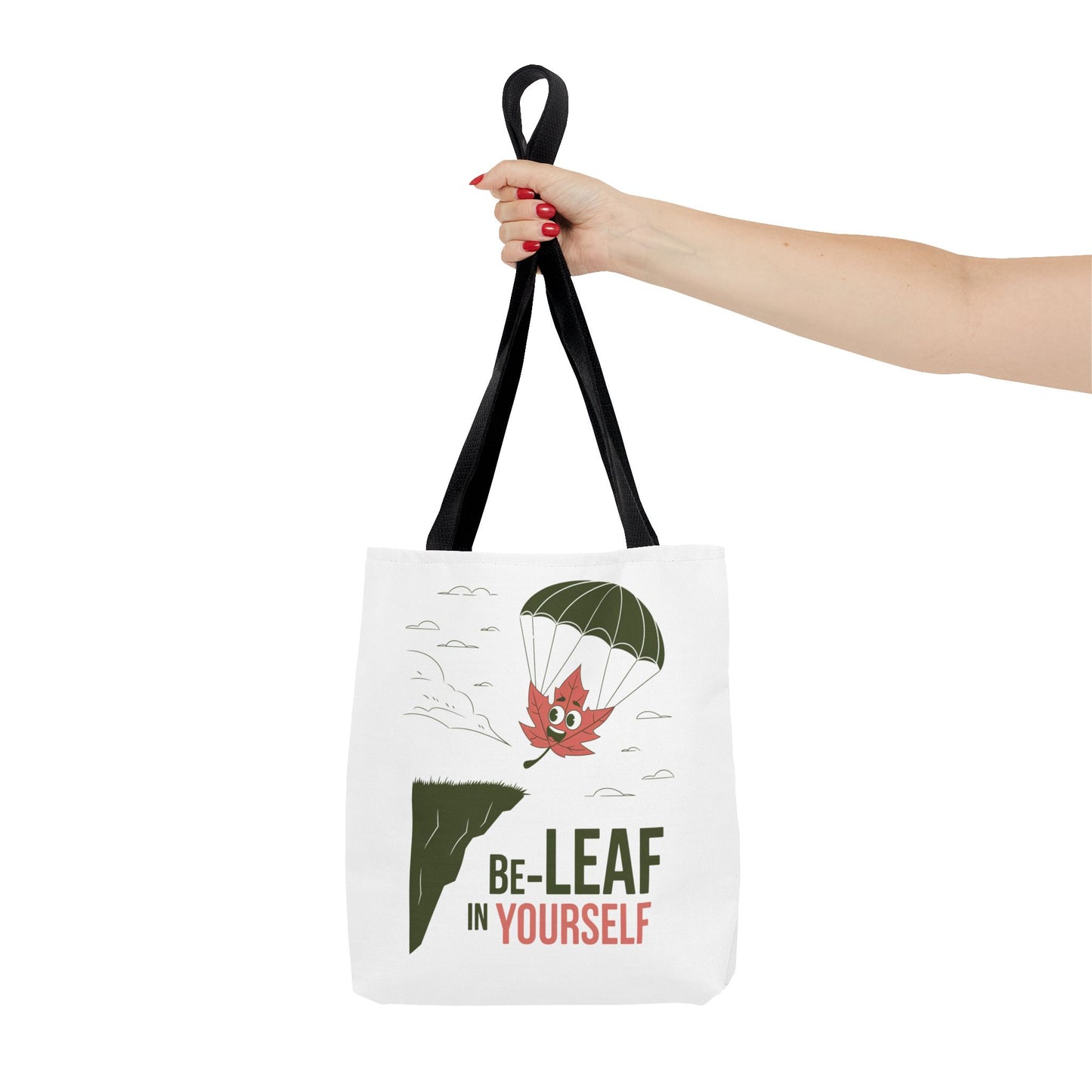 Tote Bag - Be-Leaf In Yourself Pun Design